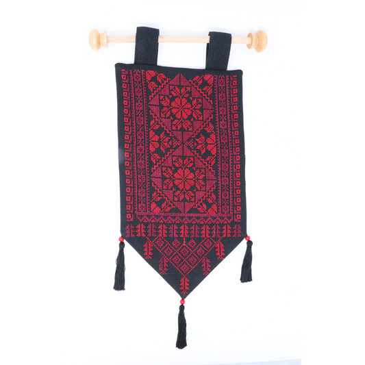 Artisan-Crafted Wall Hanging: Hand-Embroidered Beauty (35x18 cm)