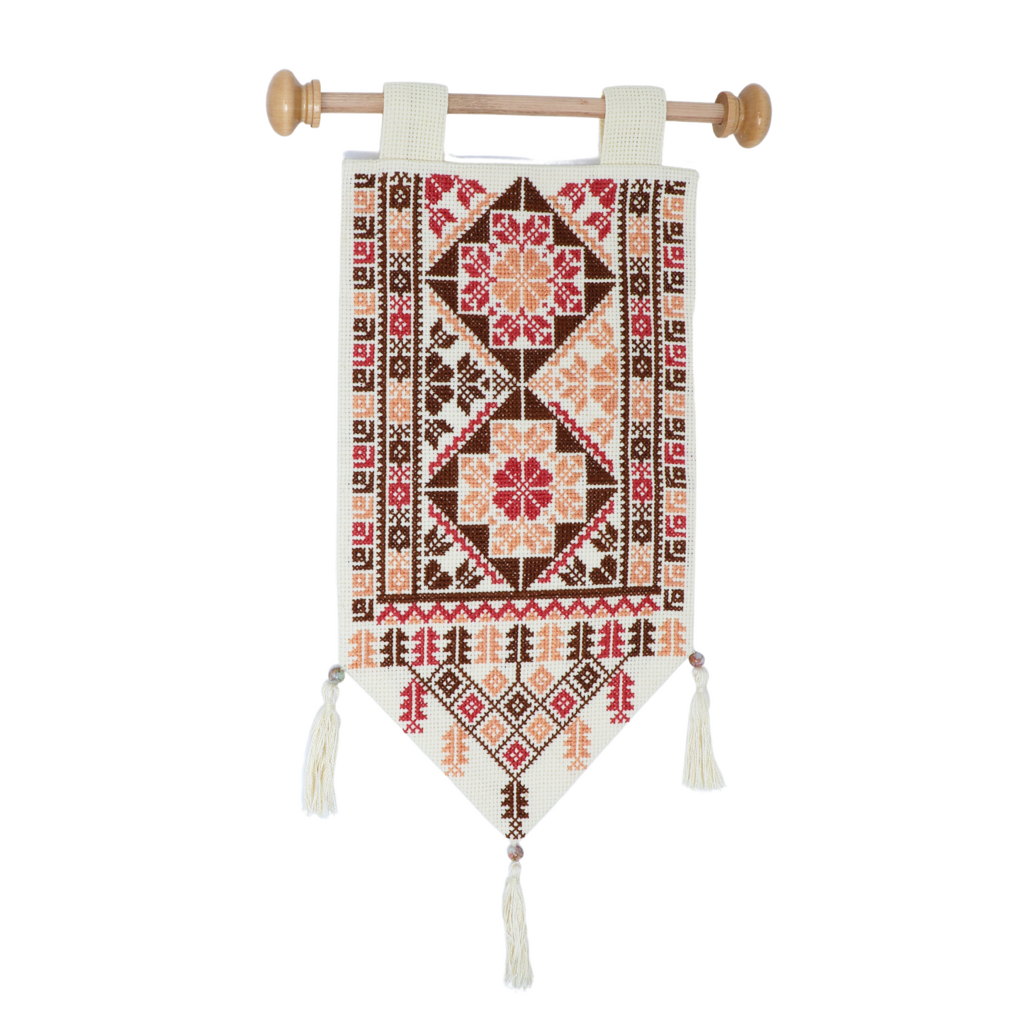 Artisan-Crafted Wall Hanging: Hand-Embroidered Beauty (35x18 cm)