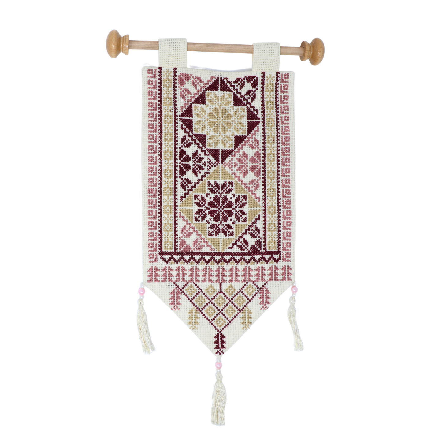Artisan-Crafted Wall Hanging: Hand-Embroidered Beauty (35x18 cm)