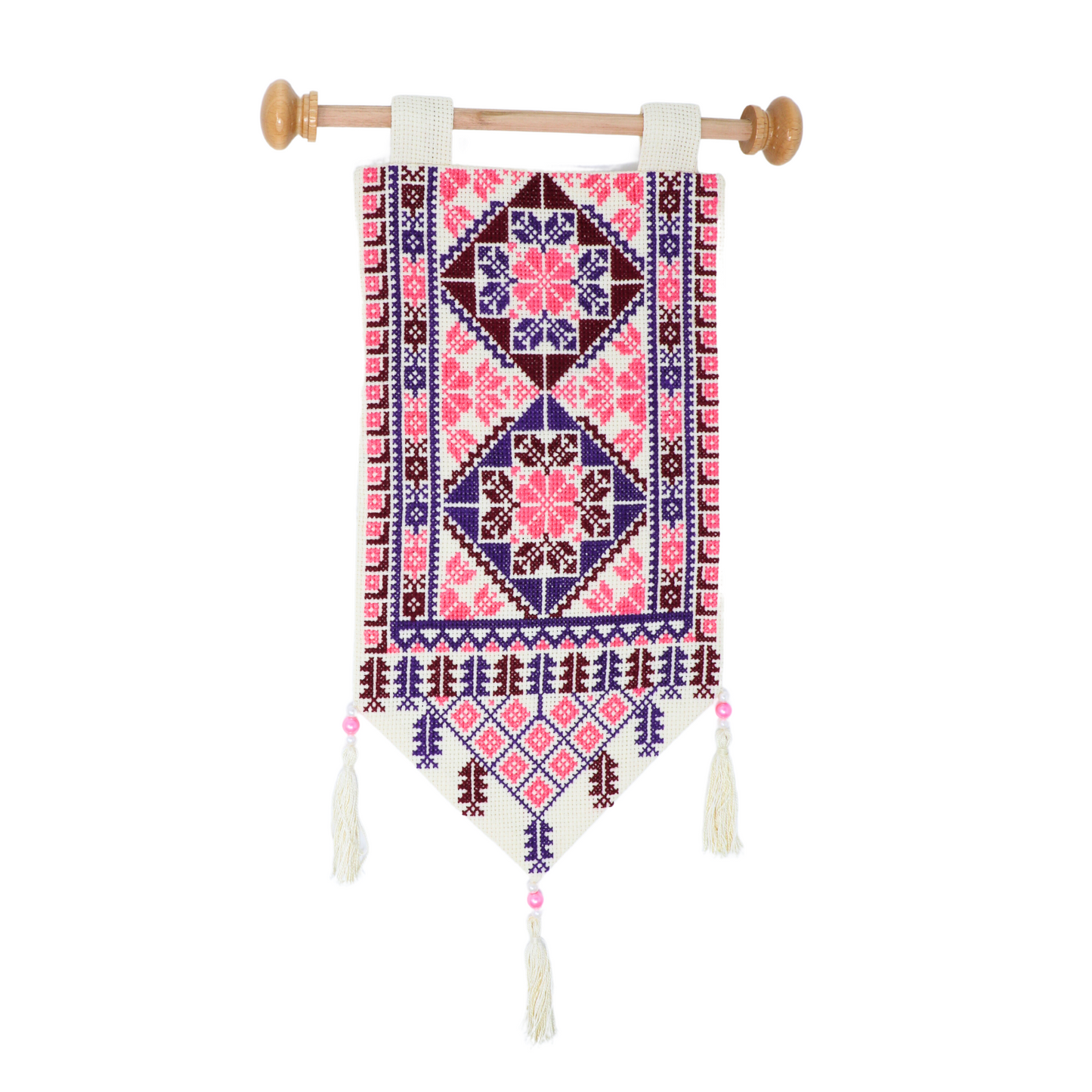 Artisan-Crafted Wall Hanging: Hand-Embroidered Beauty (35x18 cm)