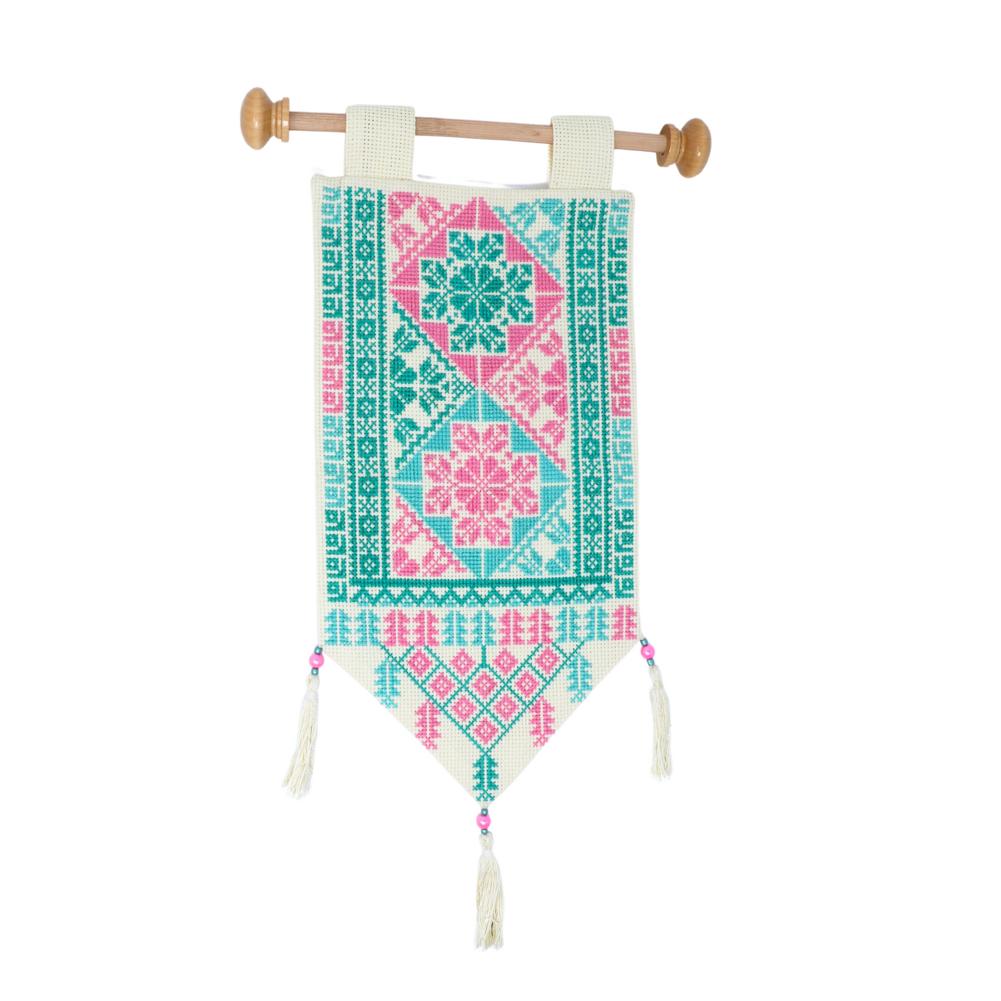 Artisan-Crafted Wall Hanging: Hand-Embroidered Beauty (35x18 cm)