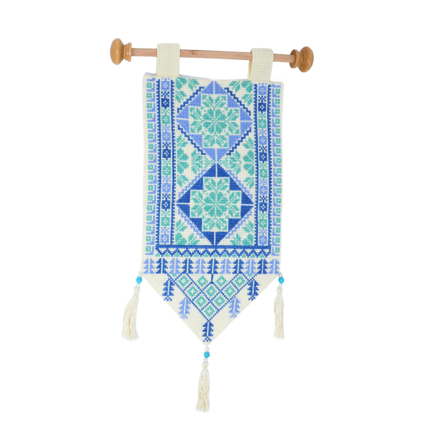 Artisan-Crafted Wall Hanging: Hand-Embroidered Beauty (35x18 cm)