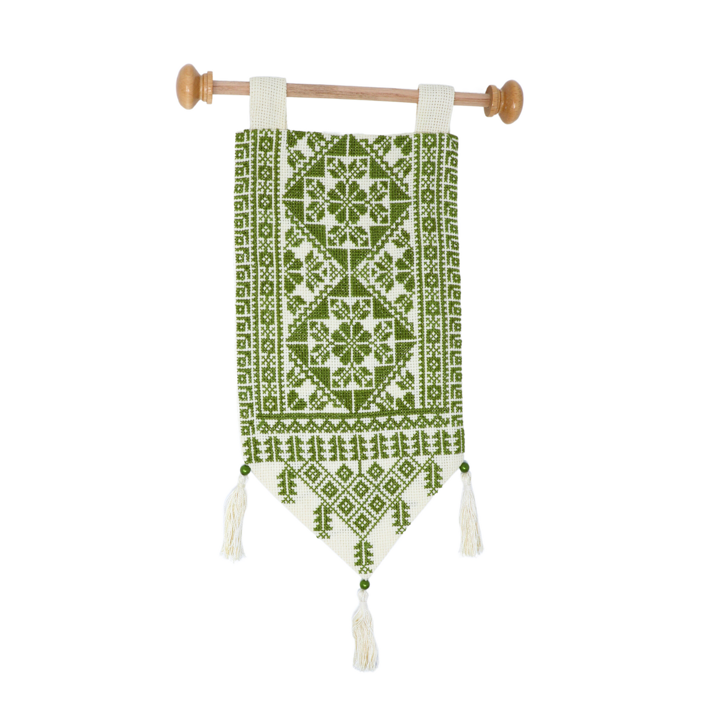 Artisan-Crafted Wall Hanging: Hand-Embroidered Beauty (35x18 cm)