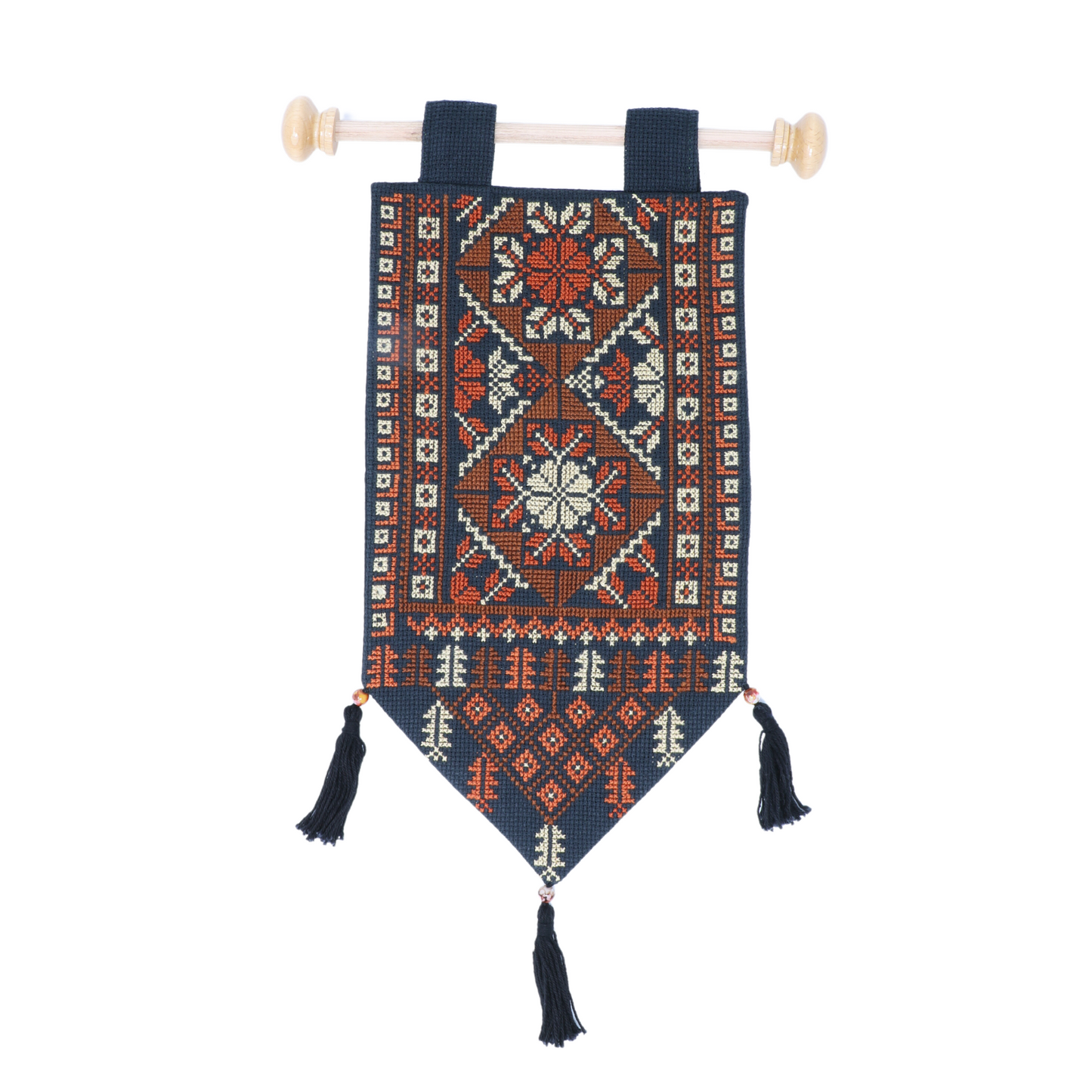 Artisan-Crafted Wall Hanging: Hand-Embroidered Beauty (35x18 cm)