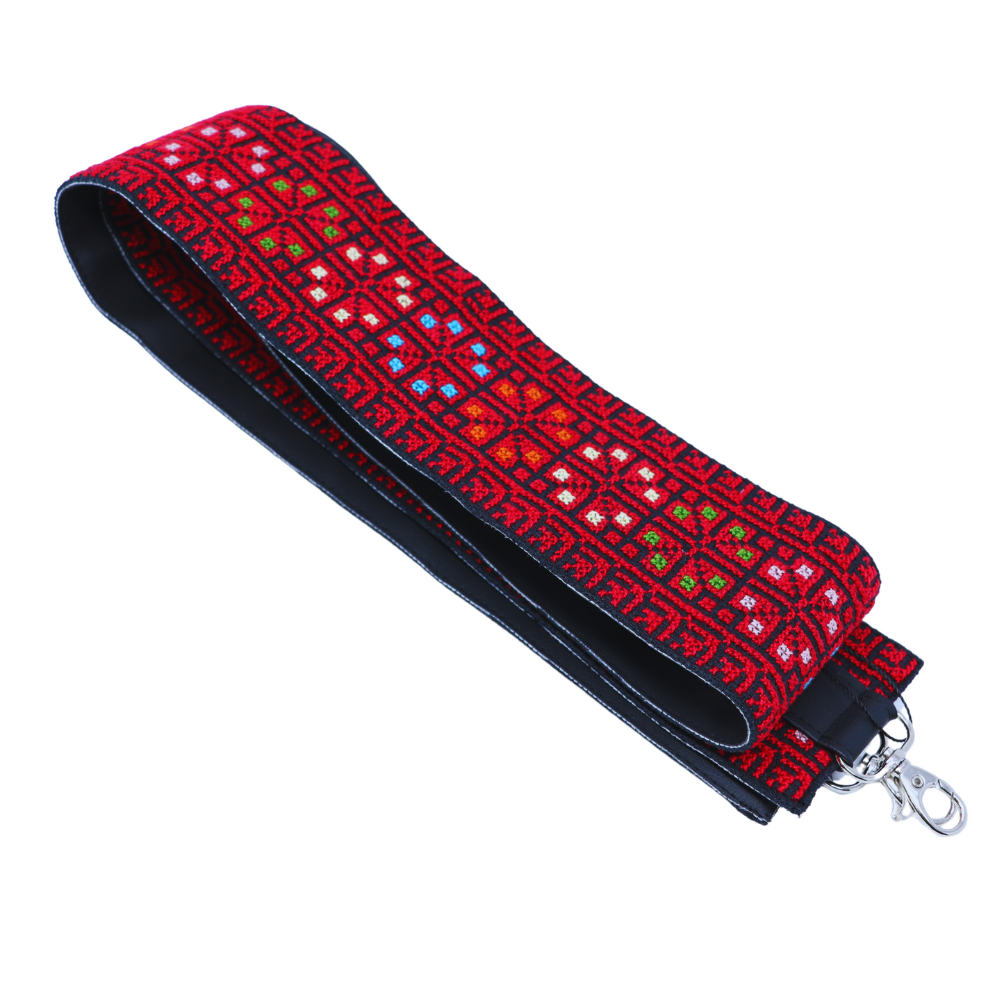 Hand-Cross-Stitch Embroidered Leather Bag Strap - Versatile 130 cm Length