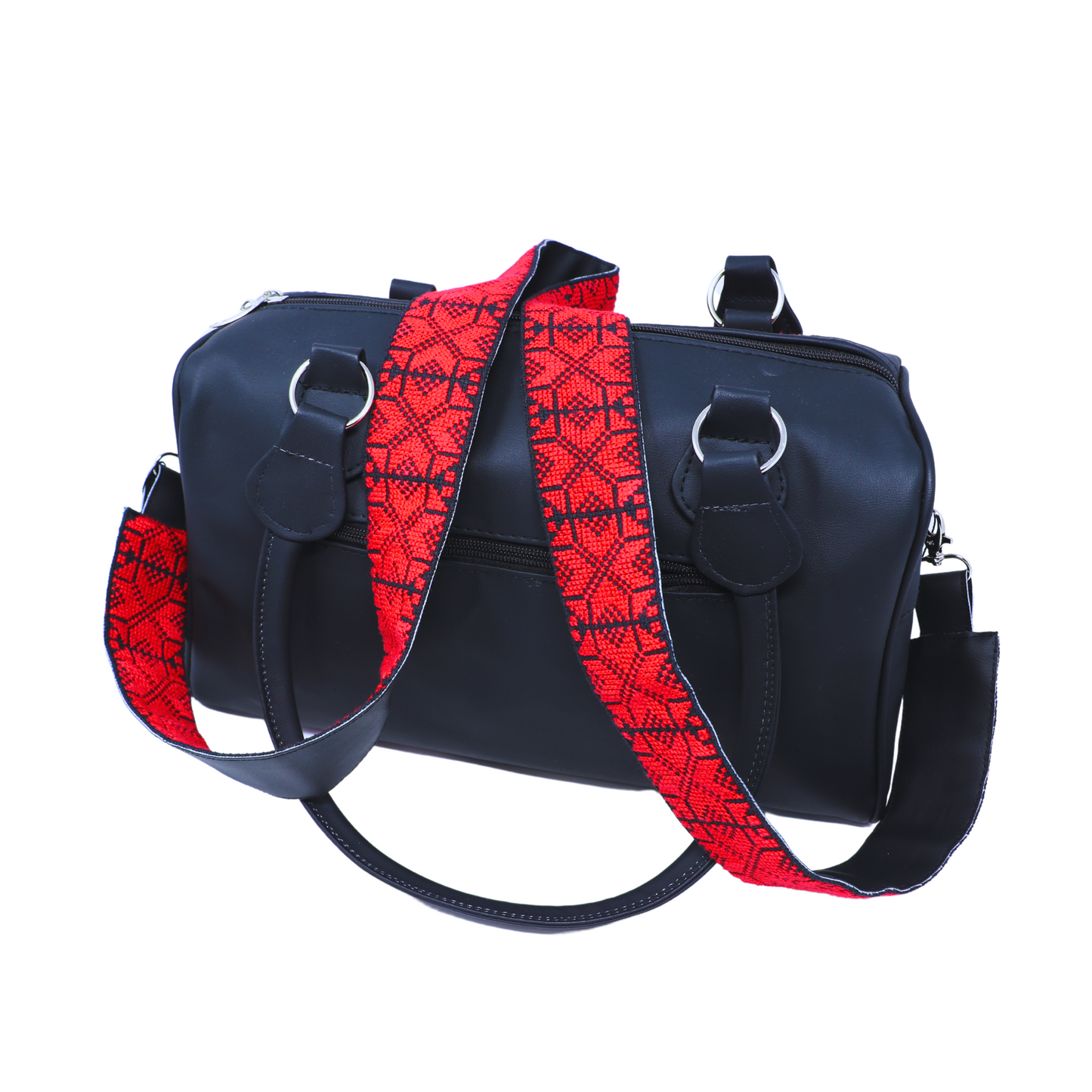 Hand-Cross-Stitch Embroidered Leather Bag Strap - Versatile 130 cm Length