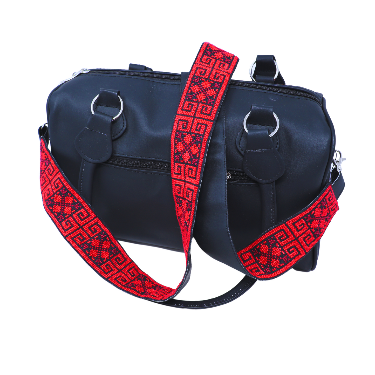 Hand-Cross-Stitch Embroidered Leather Bag Strap - Versatile 130 cm Length