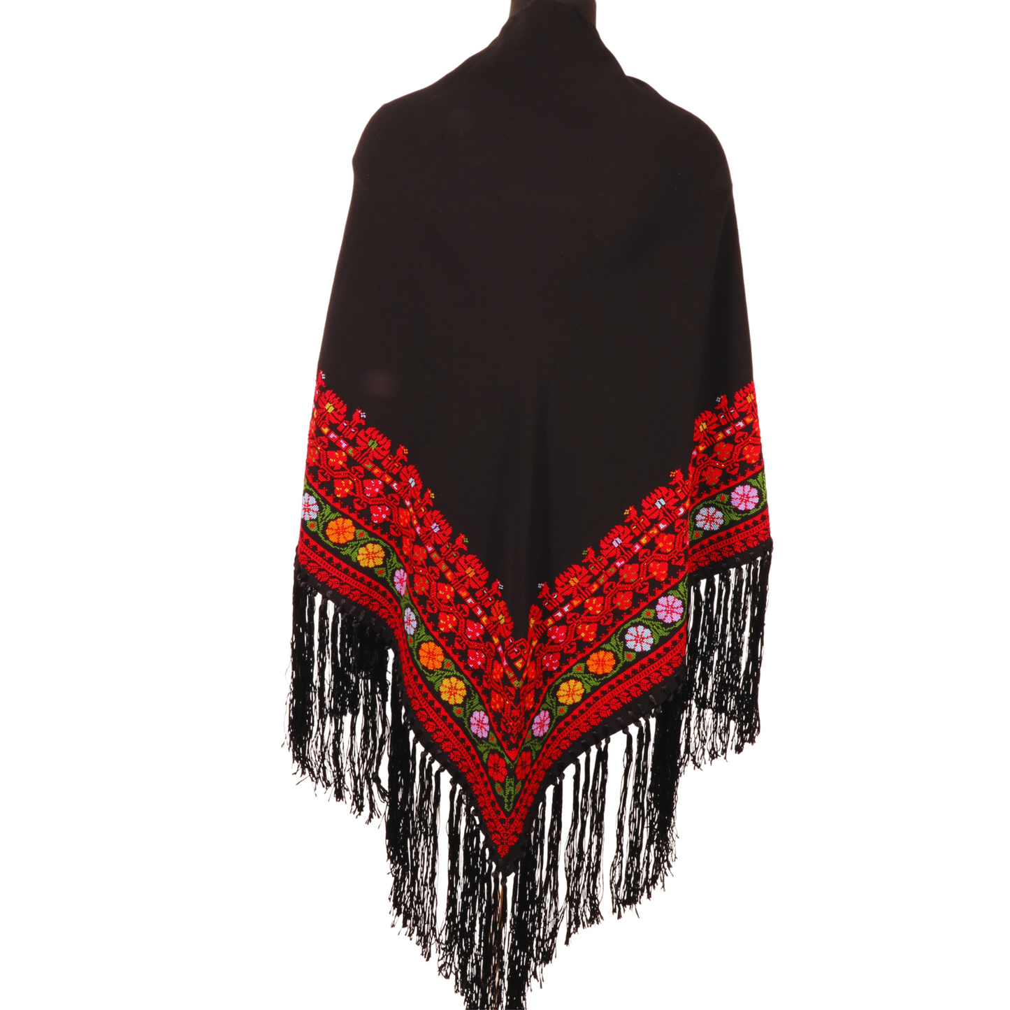 Hand Embroidered Shawl - Triangle Shape - Half Inlay Style 1