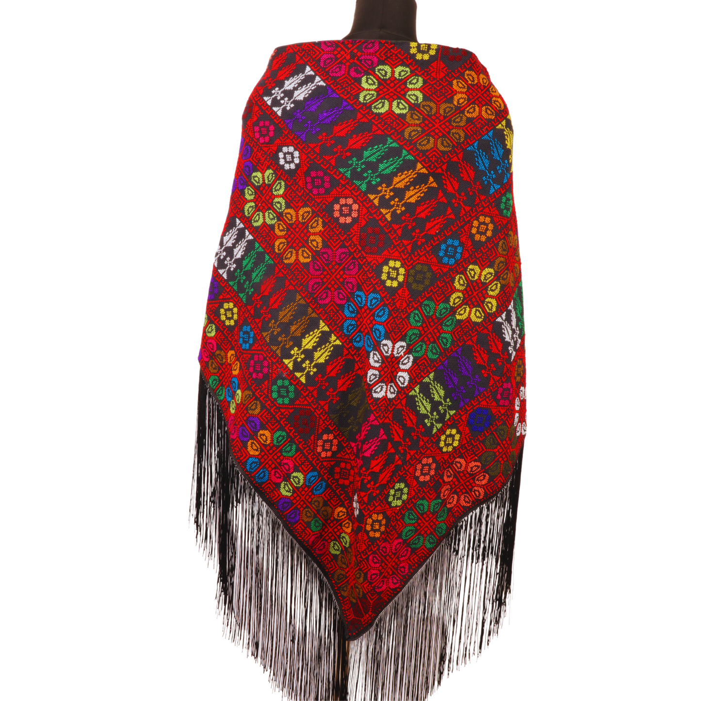 Hand Embroidered Shawl - Triangle Shape - Full Inlay Style 1