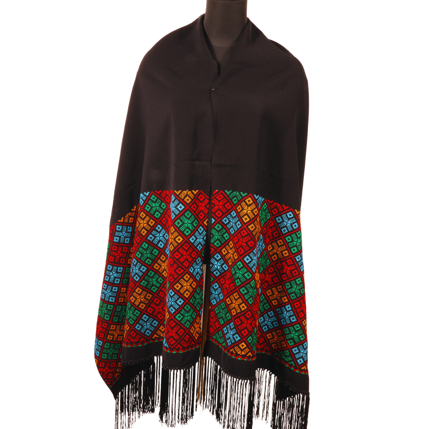 Hand Embroidered Shawl - Rectangle Half Inlay