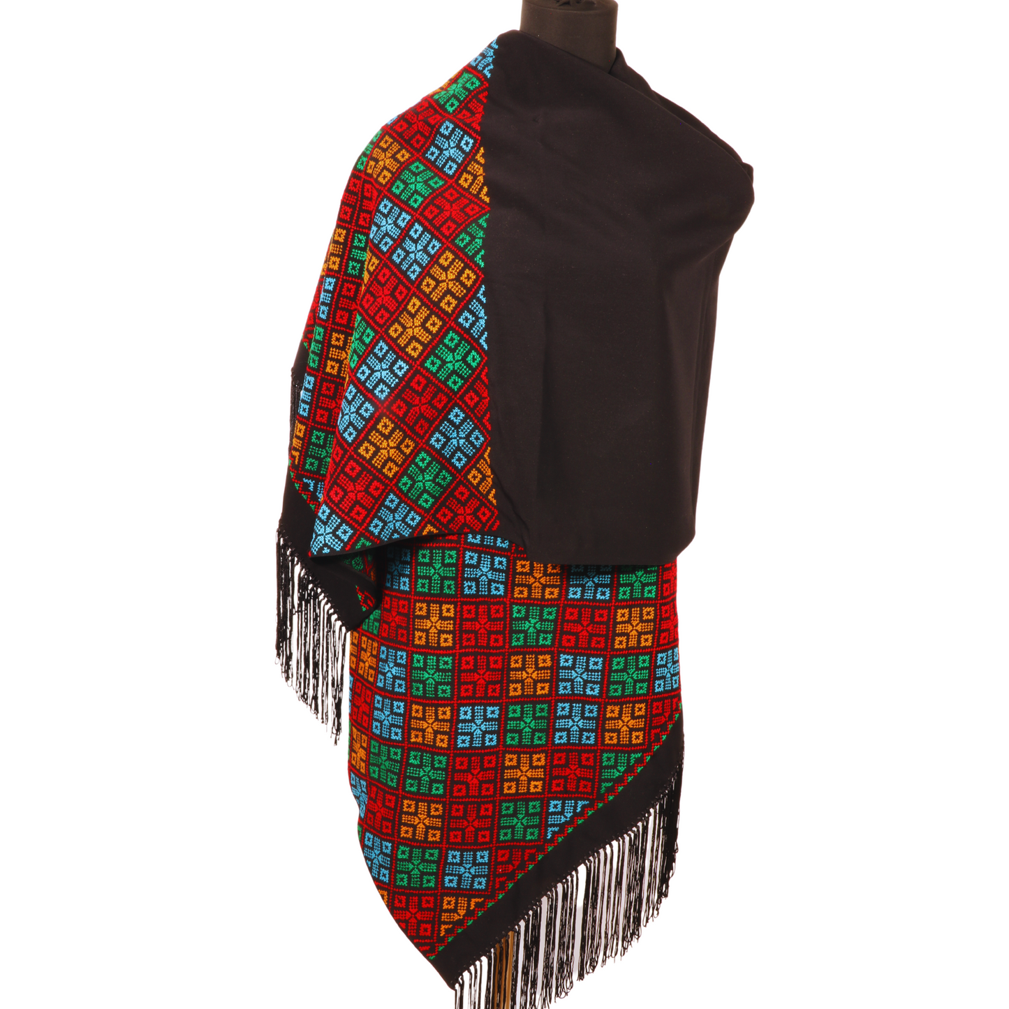 Hand Embroidered Shawl - Rectangle Half Inlay