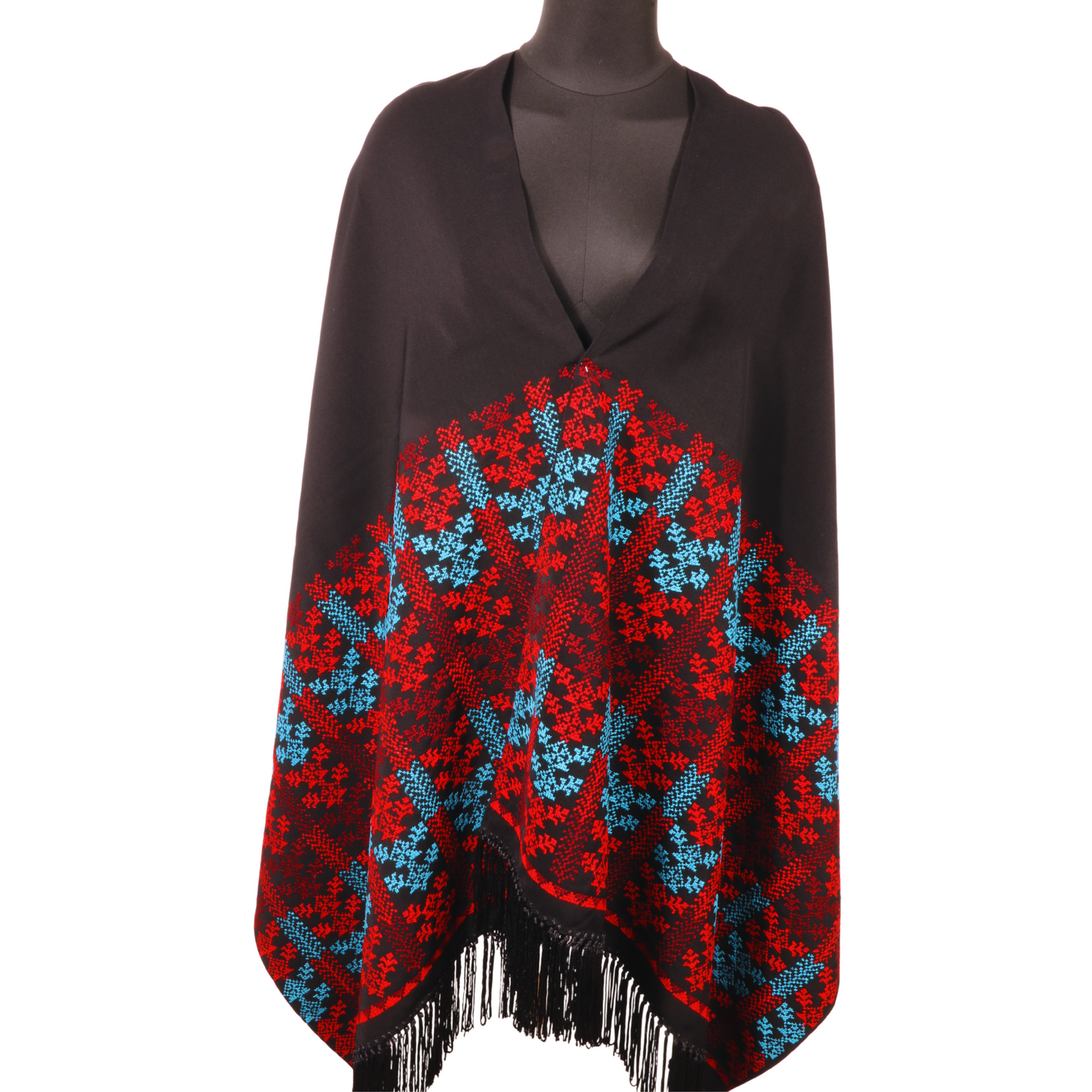 Hand Embroidered Shawl - Rectangle Half Inlay