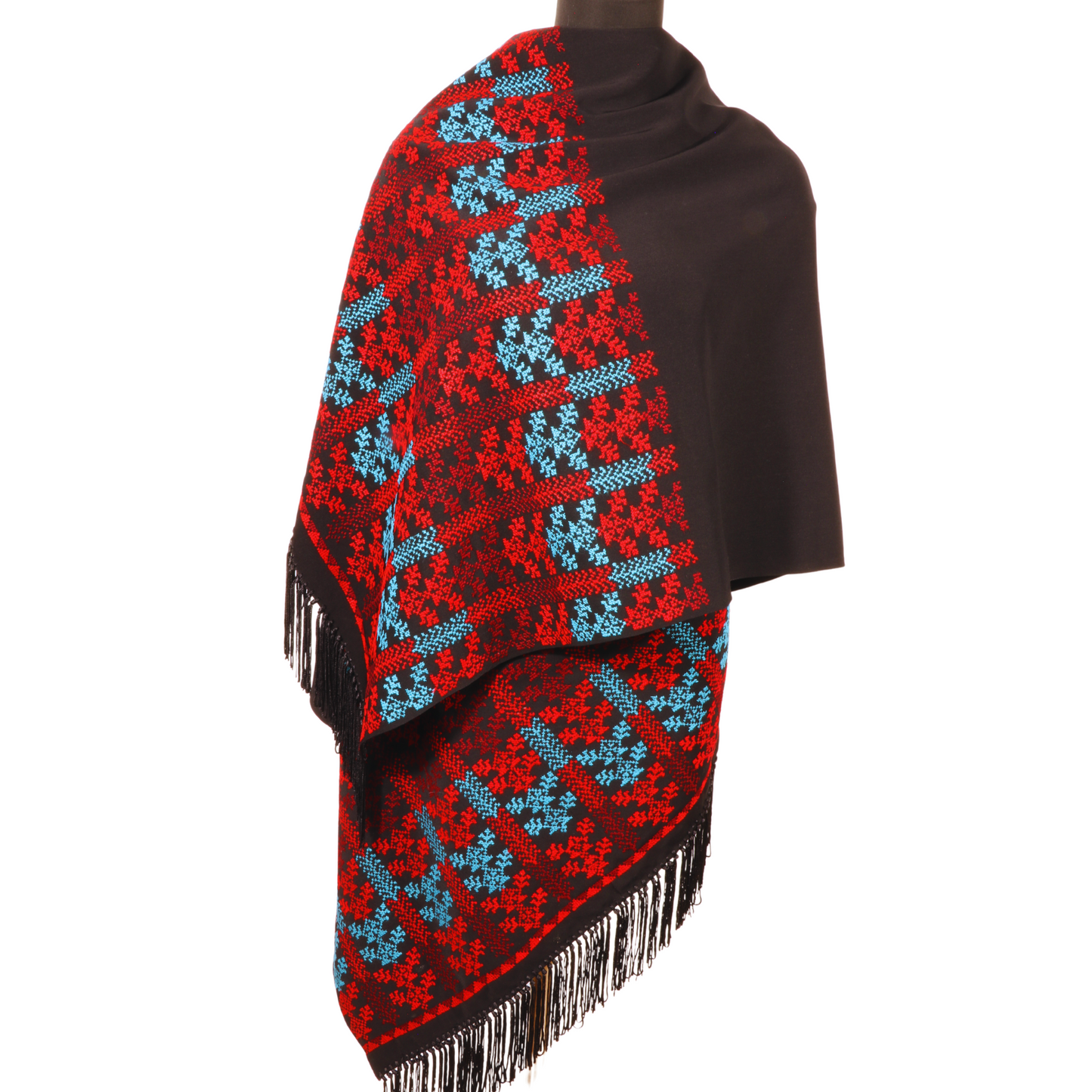 Hand Embroidered Shawl - Rectangle Half Inlay