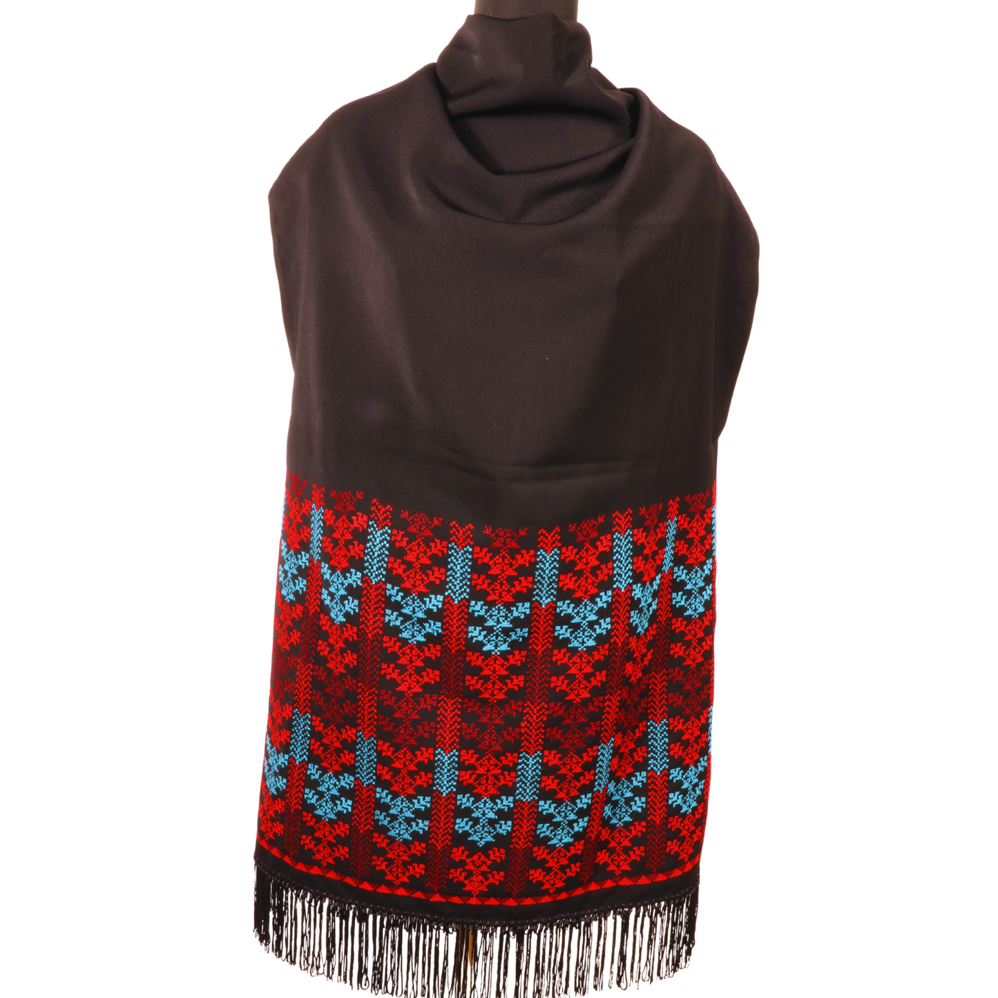 Hand Embroidered Shawl - Rectangle Half Inlay