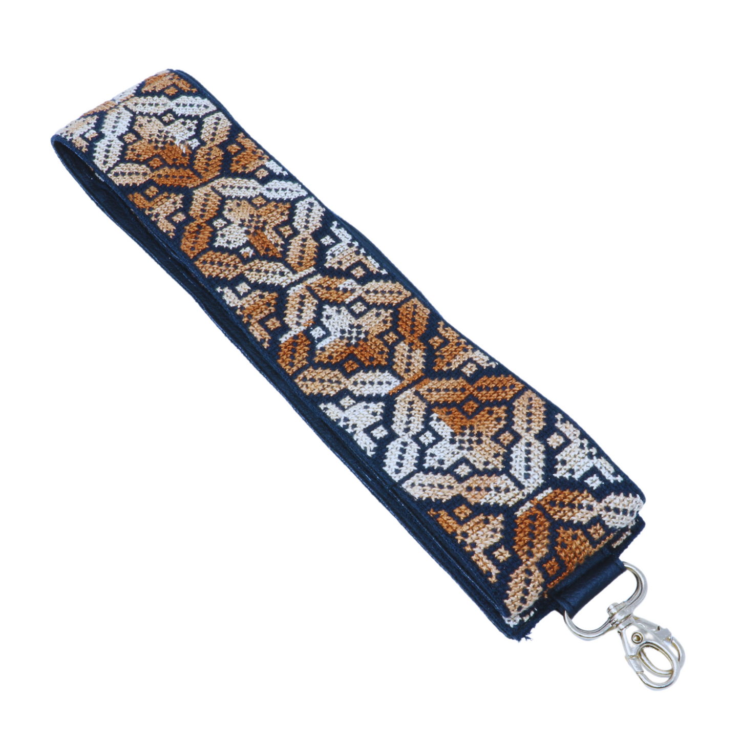 Hand-Cross-Stitch Embroidered Leather Bag Strap - Versatile 130 cm Length
