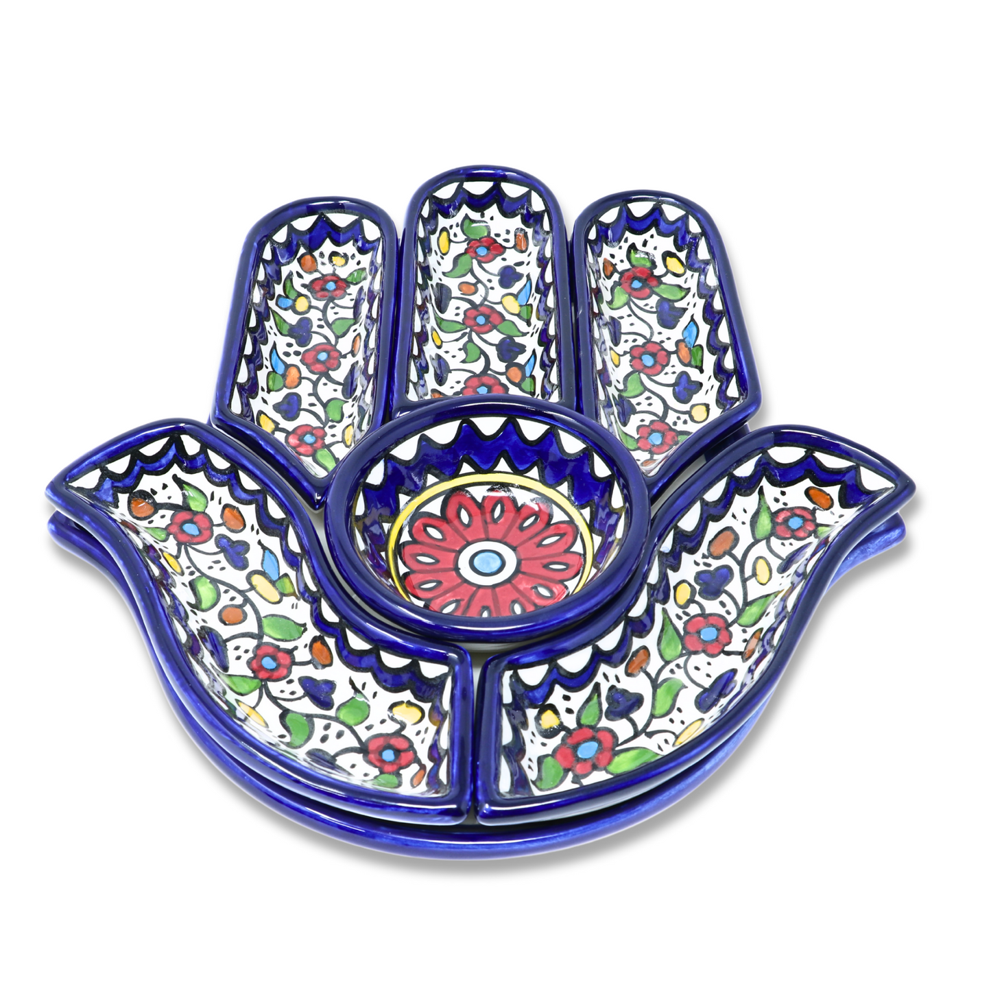 Handmade Ceramic 7-Piece, Hand-Shaped Appetizer and Condiment Platter 27 cm