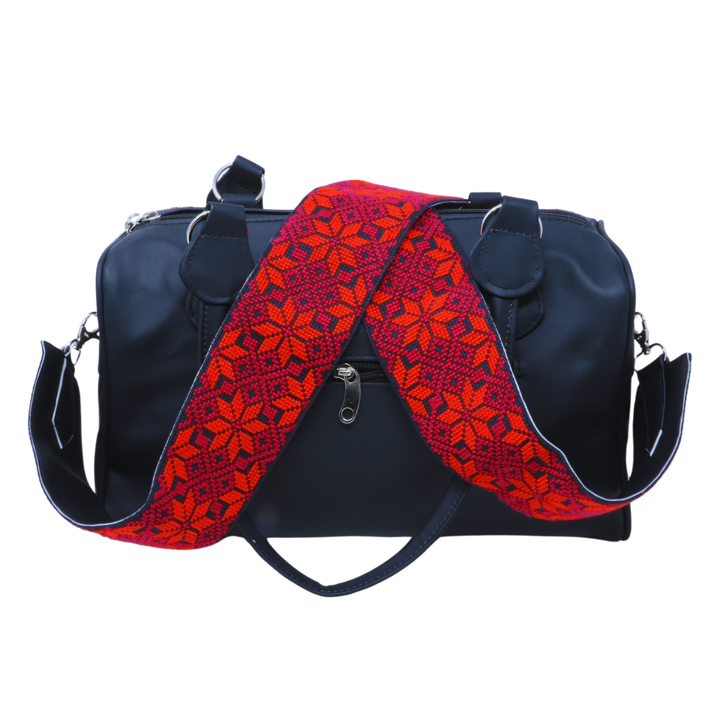 Hand-Cross-Stitch Embroidered Leather Bag Strap - Versatile 130 cm Length