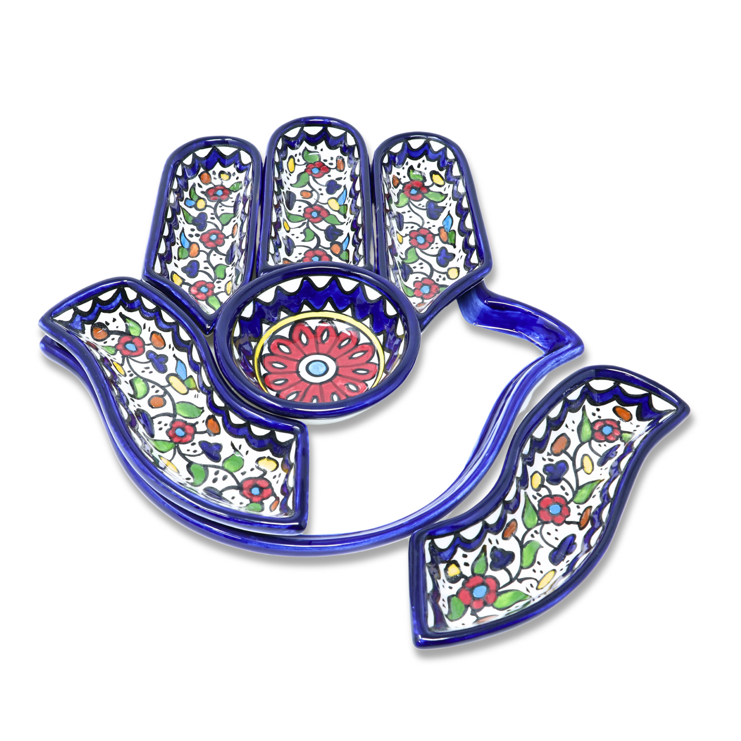 Handmade Ceramic 7-Piece, Hand-Shaped Appetizer and Condiment Platter 27 cm