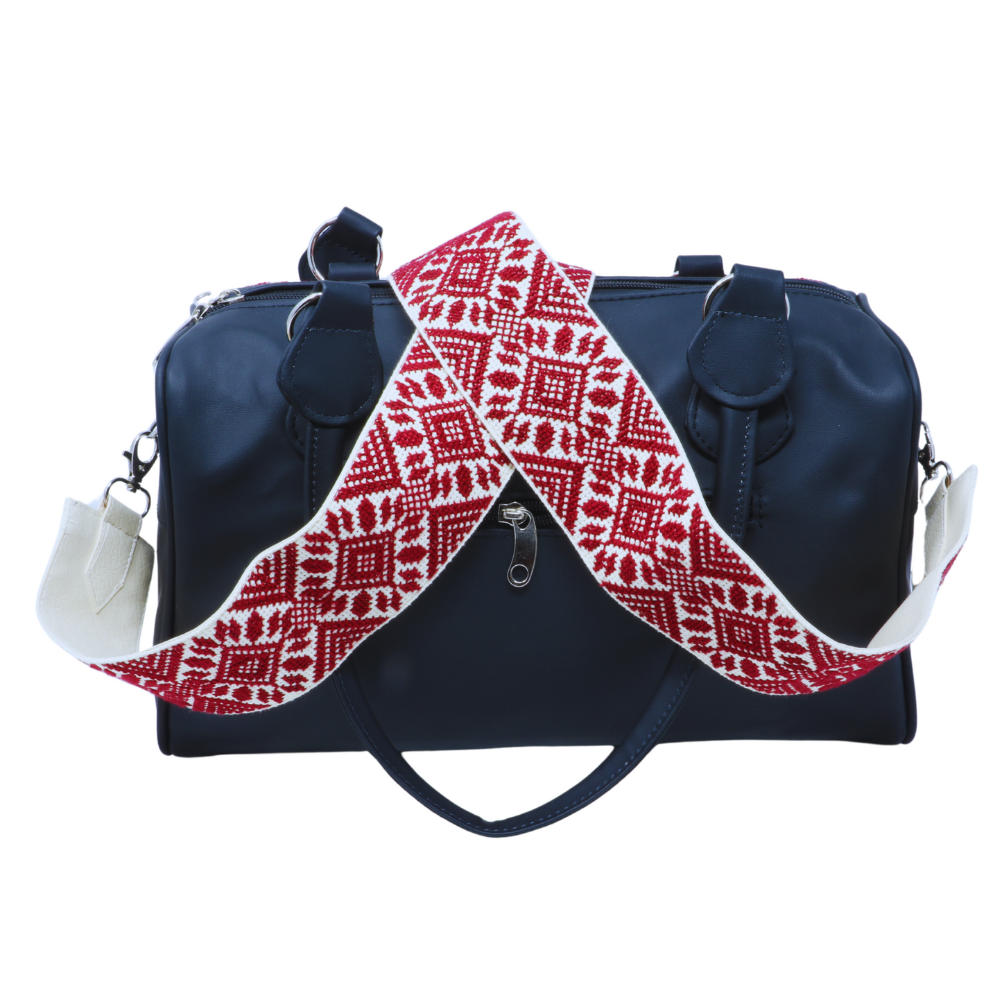 Hand-Cross-Stitch Embroidered Leather Bag Strap - Versatile 130 cm Length