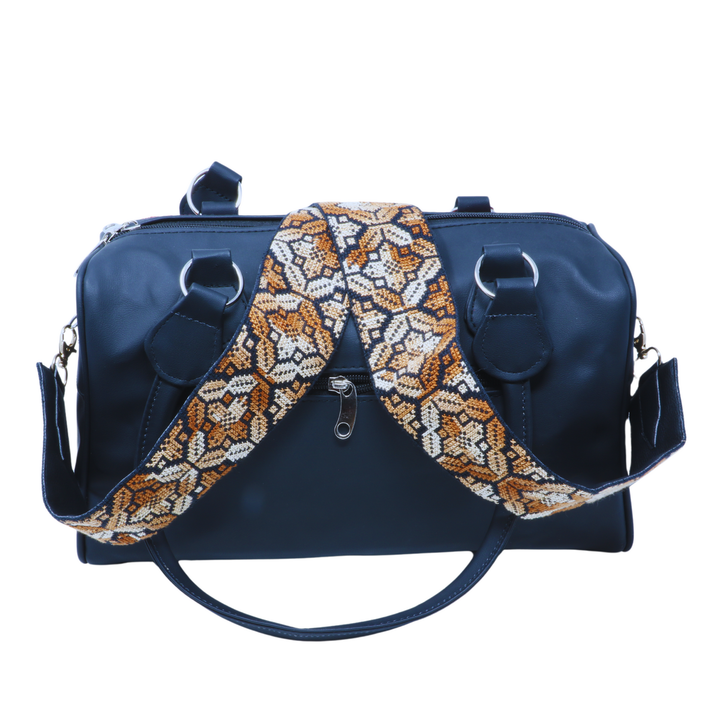 Hand-Cross-Stitch Embroidered Leather Bag Strap - Versatile 130 cm Length