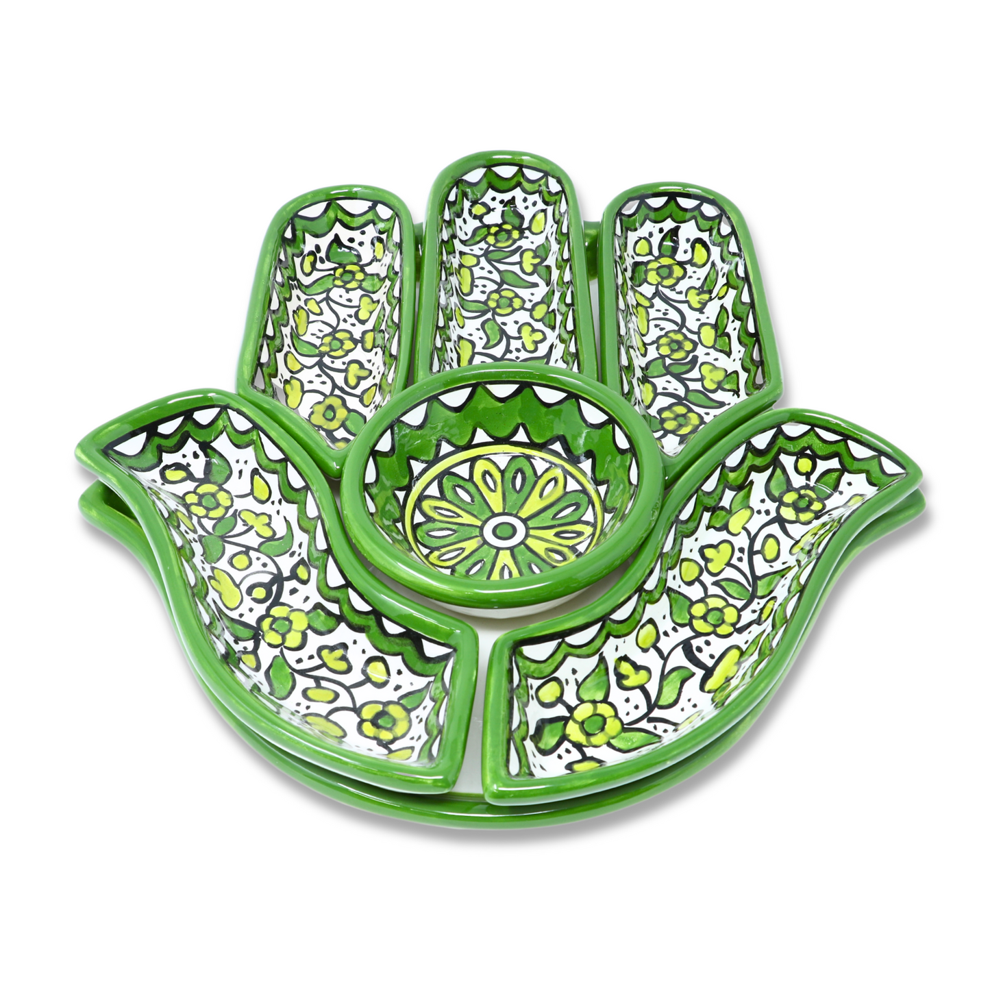 Handmade Ceramic 7-Piece, Hand-Shaped Appetizer and Condiment Platter 27 cm