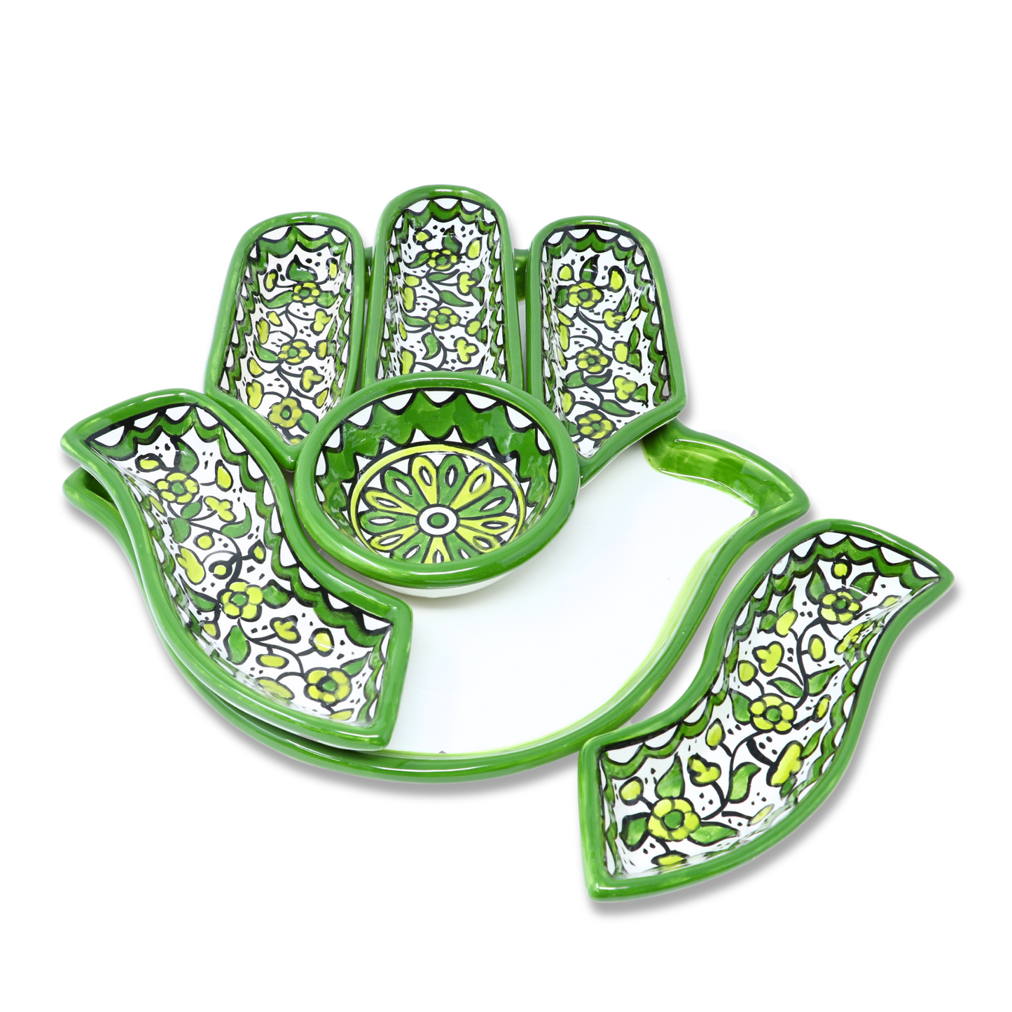 Handmade Ceramic 7-Piece, Hand-Shaped Appetizer and Condiment Platter 27 cm