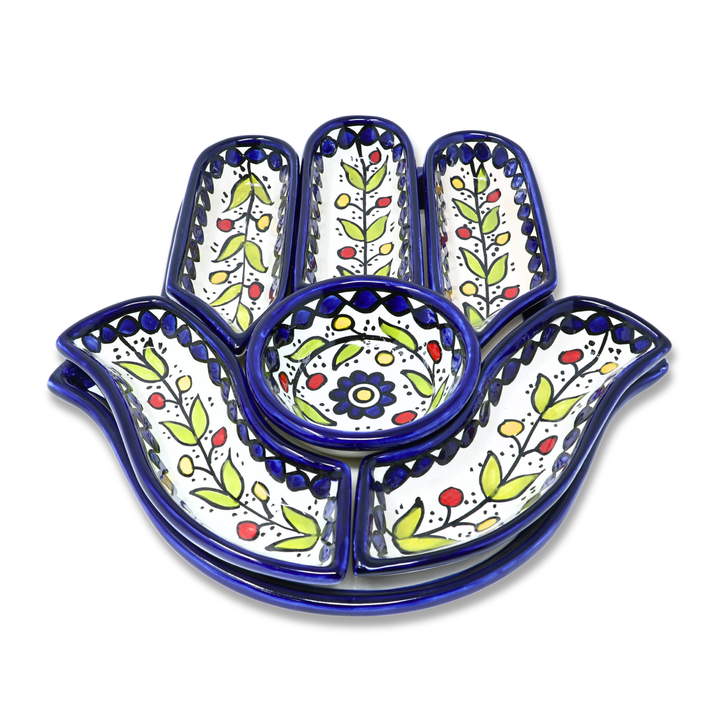 Handmade Ceramic 7-Piece, Hand-Shaped Appetizer and Condiment Platter 27 cm