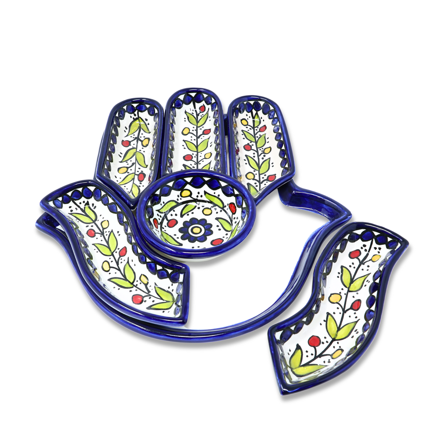 Handmade Ceramic 7-Piece, Hand-Shaped Appetizer and Condiment Platter 27 cm