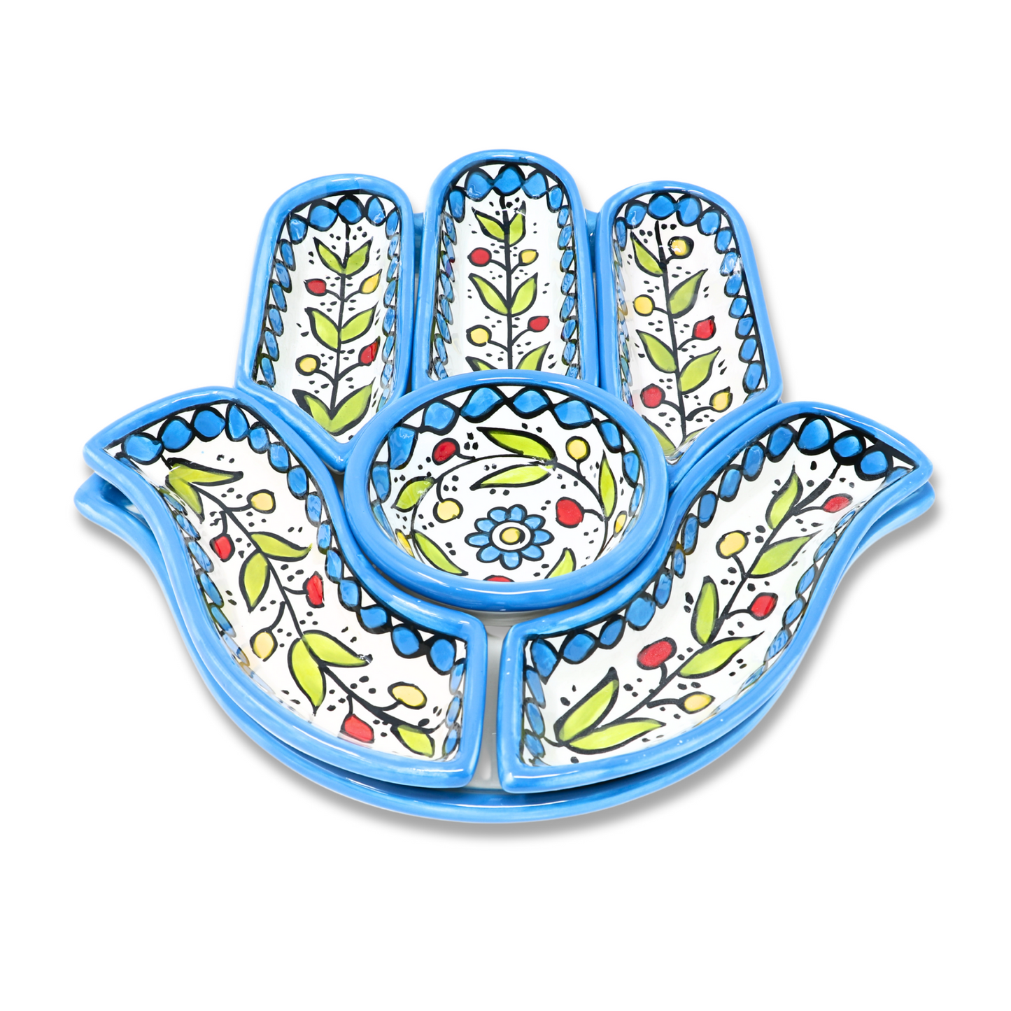 Handmade Ceramic 7-Piece, Hand-Shaped Appetizer and Condiment Platter 27 cm