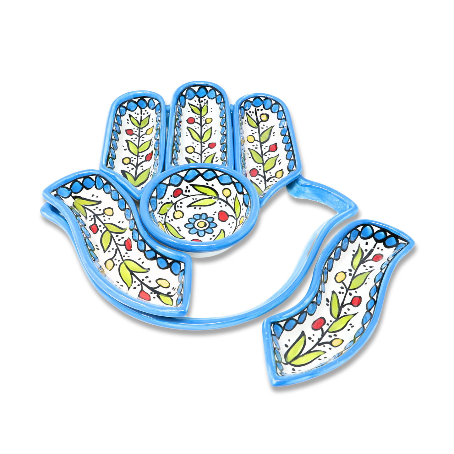 Handmade Ceramic 7-Piece, Hand-Shaped Appetizer and Condiment Platter 27 cm