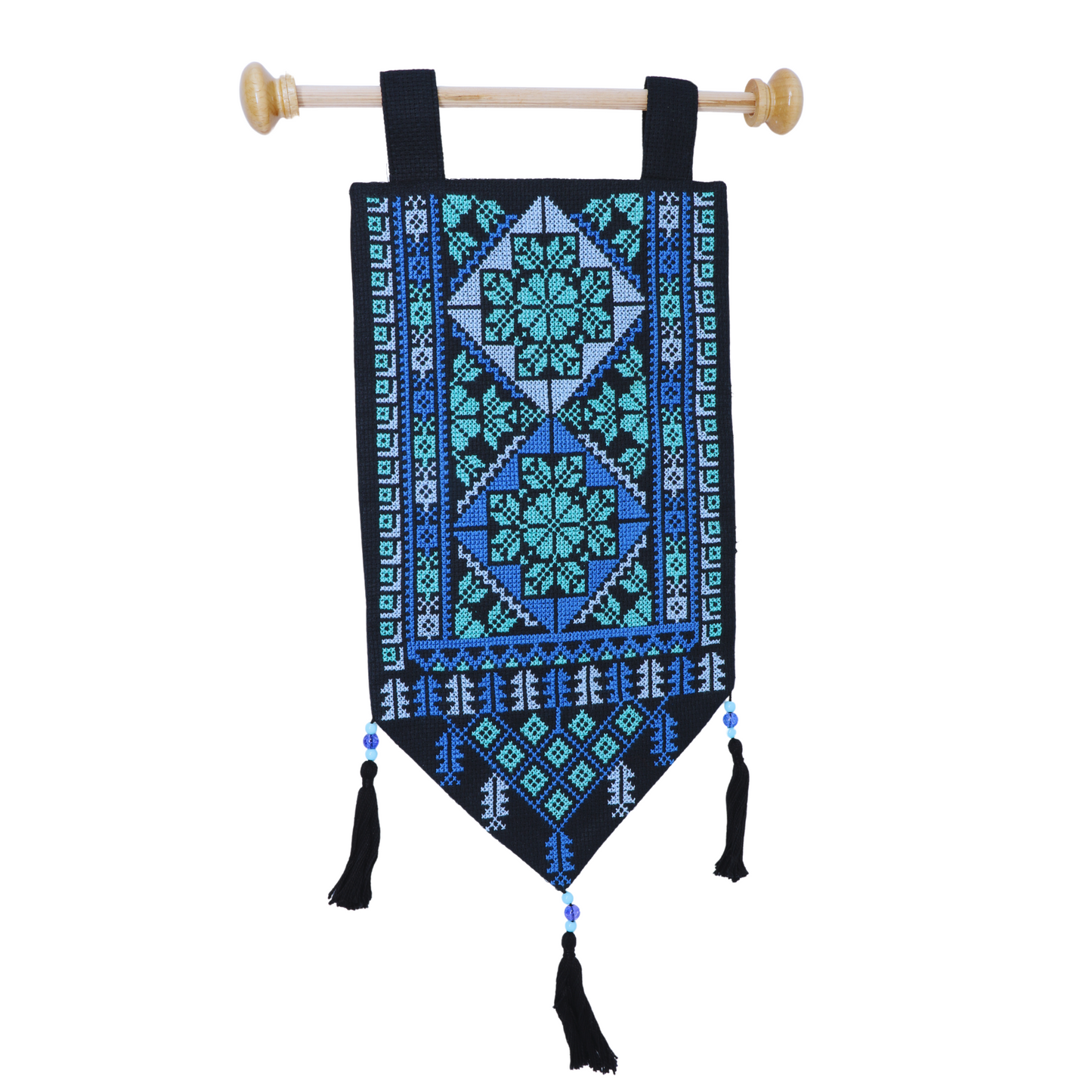 Artisan-Crafted Wall Hanging: Hand-Embroidered Beauty (35x18 cm)
