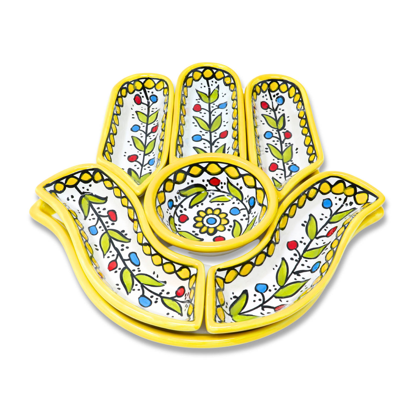 Handmade Ceramic 7-Piece, Hand-Shaped Appetizer and Condiment Platter 27 cm
