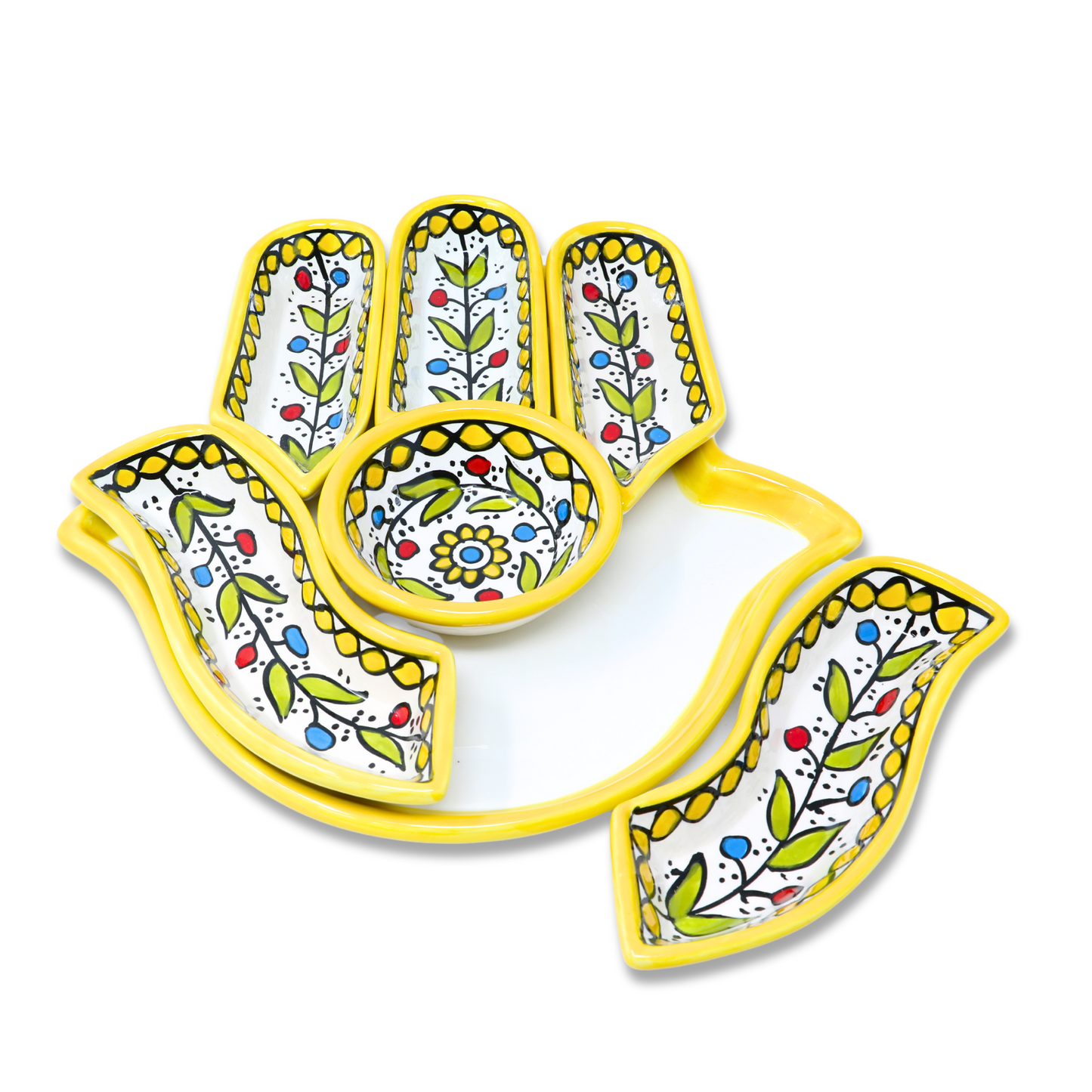 Handmade Ceramic 7-Piece, Hand-Shaped Appetizer and Condiment Platter 27 cm