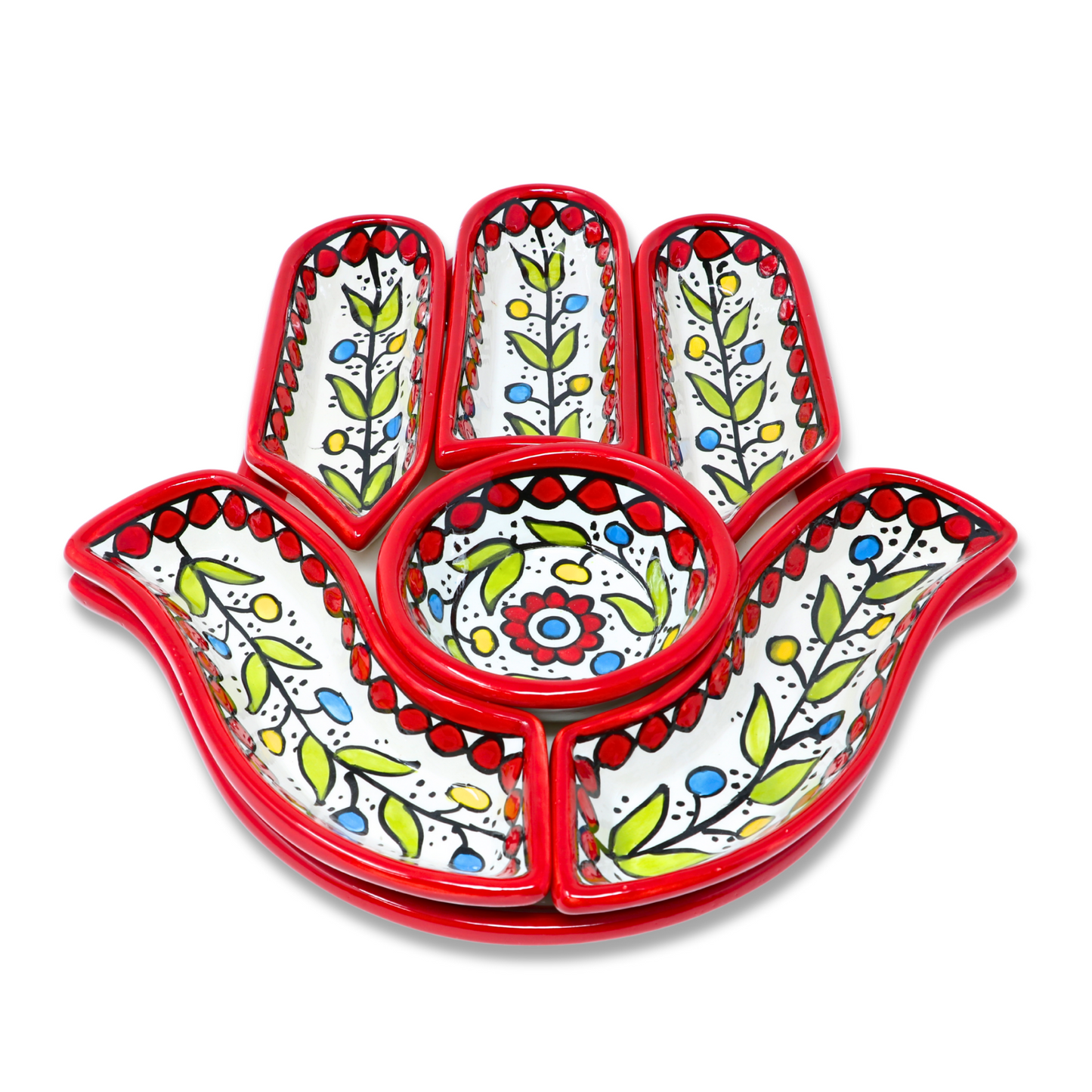 Handmade Ceramic 7-Piece, Hand-Shaped Appetizer and Condiment Platter 27 cm