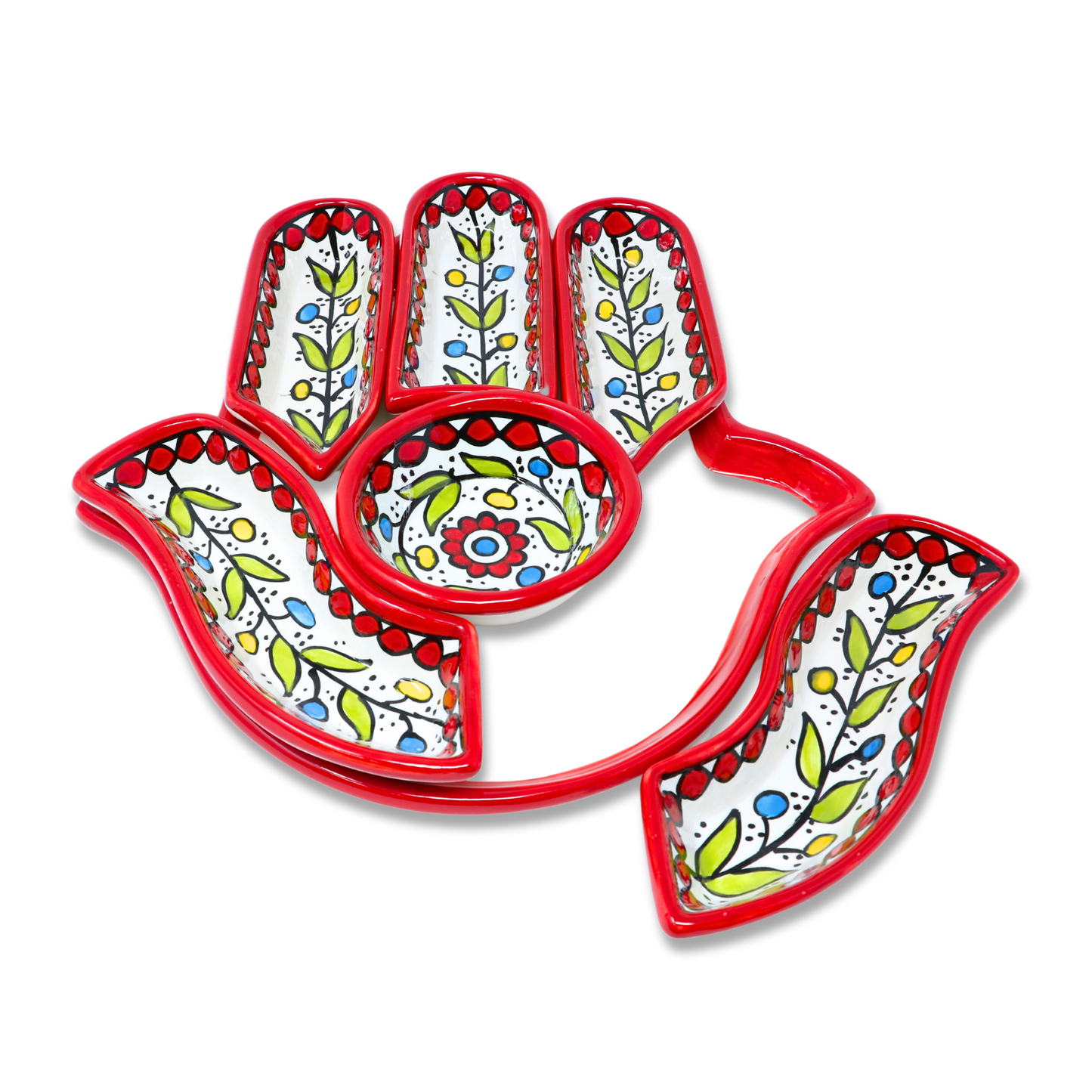 Handmade Ceramic 7-Piece, Hand-Shaped Appetizer and Condiment Platter 27 cm