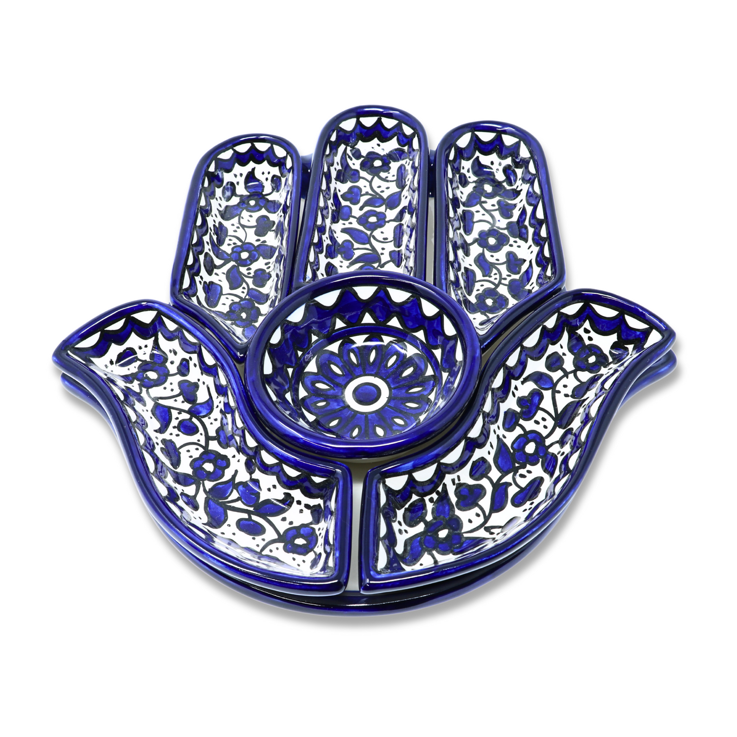 Handmade Ceramic 7-Piece, Hand-Shaped Appetizer and Condiment Platter 27 cm