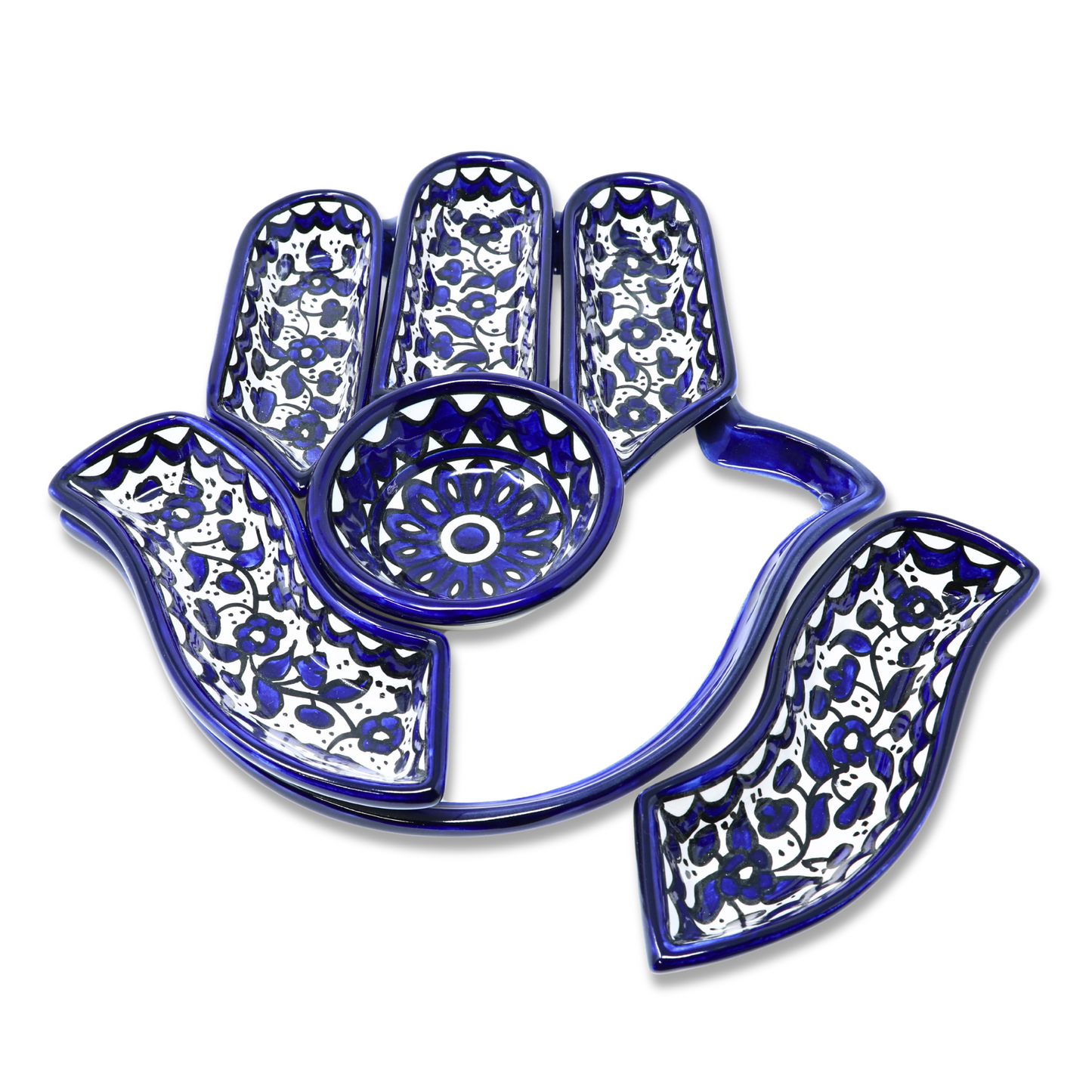 Handmade Ceramic 7-Piece, Hand-Shaped Appetizer and Condiment Platter 27 cm