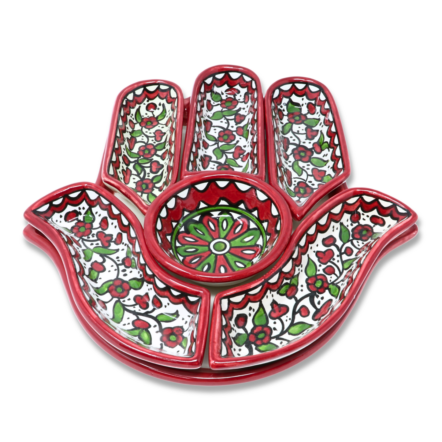 Handmade Ceramic 7-Piece, Hand-Shaped Appetizer and Condiment Platter 27 cm