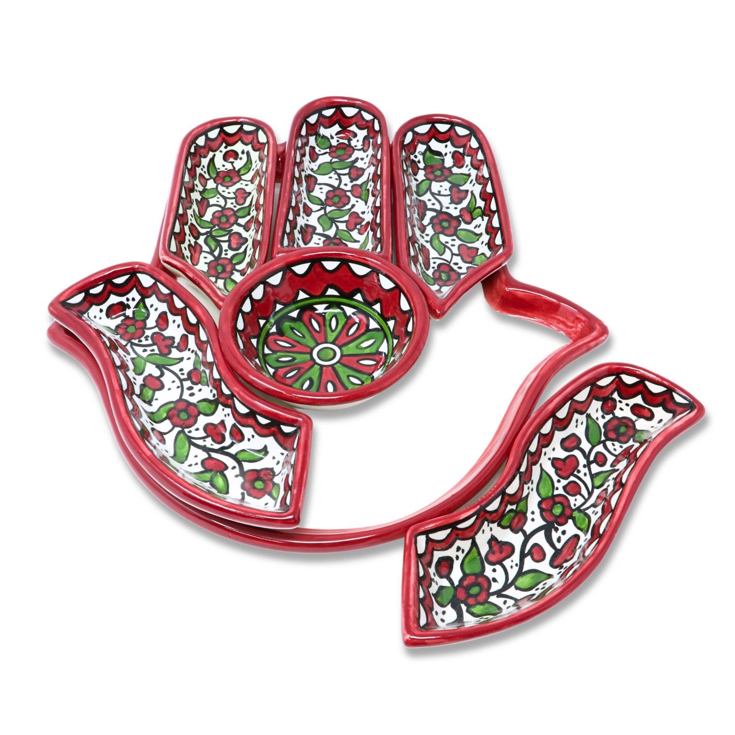 Handmade Ceramic 7-Piece, Hand-Shaped Appetizer and Condiment Platter 27 cm