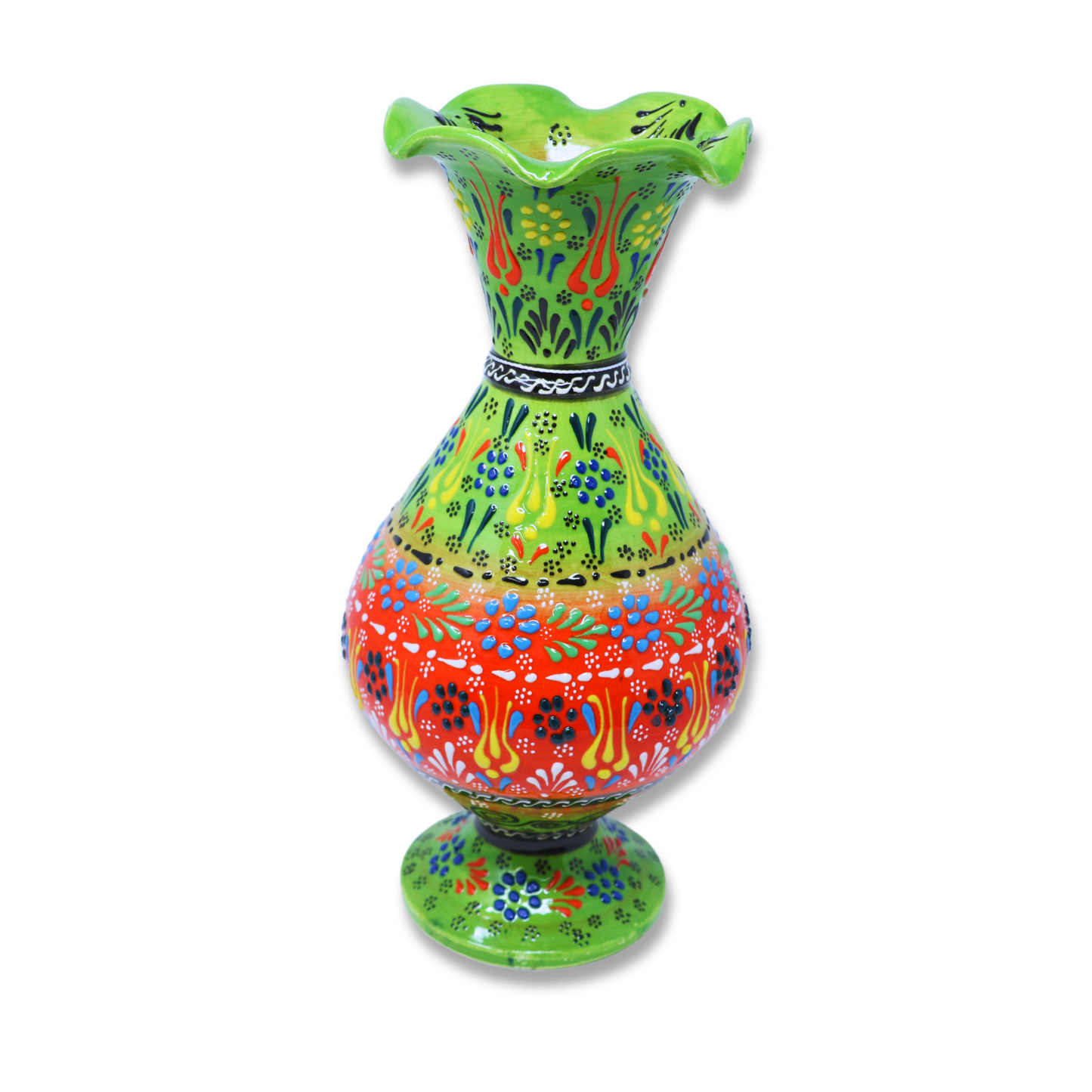 Handmade Decorative Ceramic Vase with Wave Edge 31cm