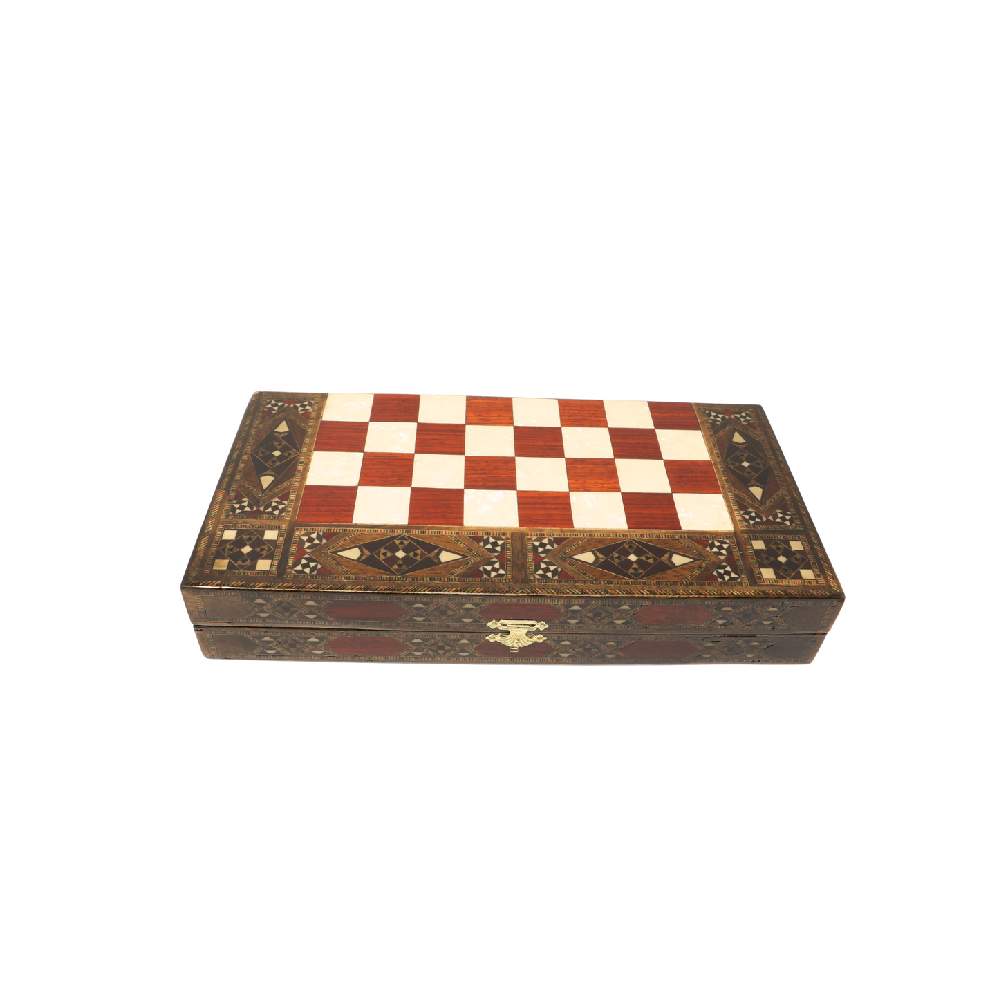Handmade Wooden Mosaic Backgammon Set - Small 34 cm
