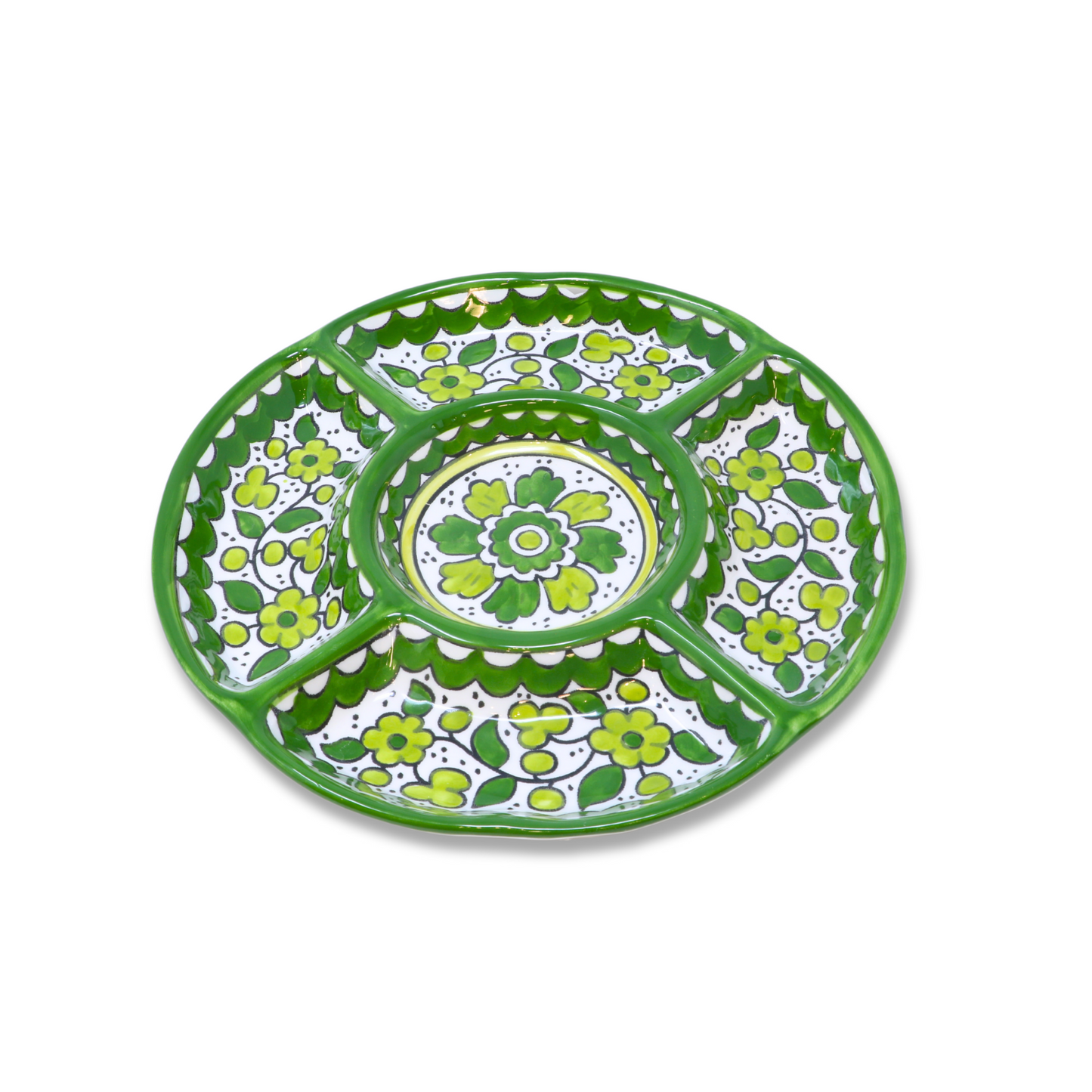 Handmade Ceramic 5-Section Small Appetizer Platter 23 cm