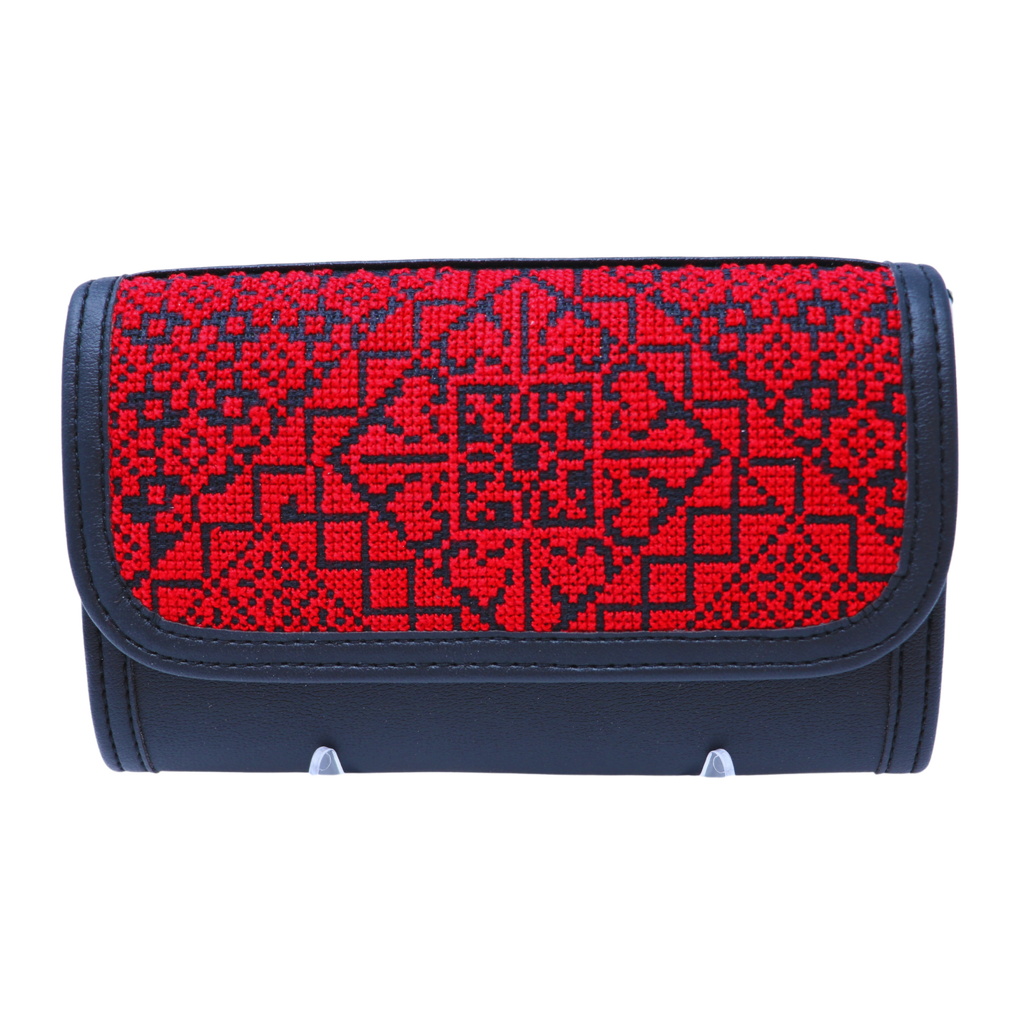 Elegant Hand-Embroidered Leather Wallet with Strap (20x12 cm)