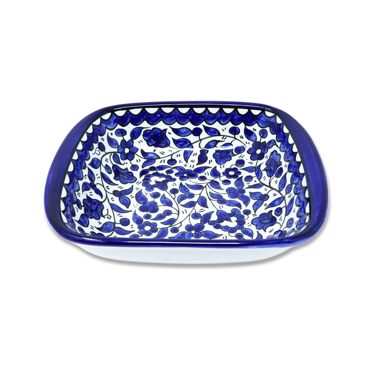 Handmade Ceramic Square Bowl with Flat-Edged Design 21 cm