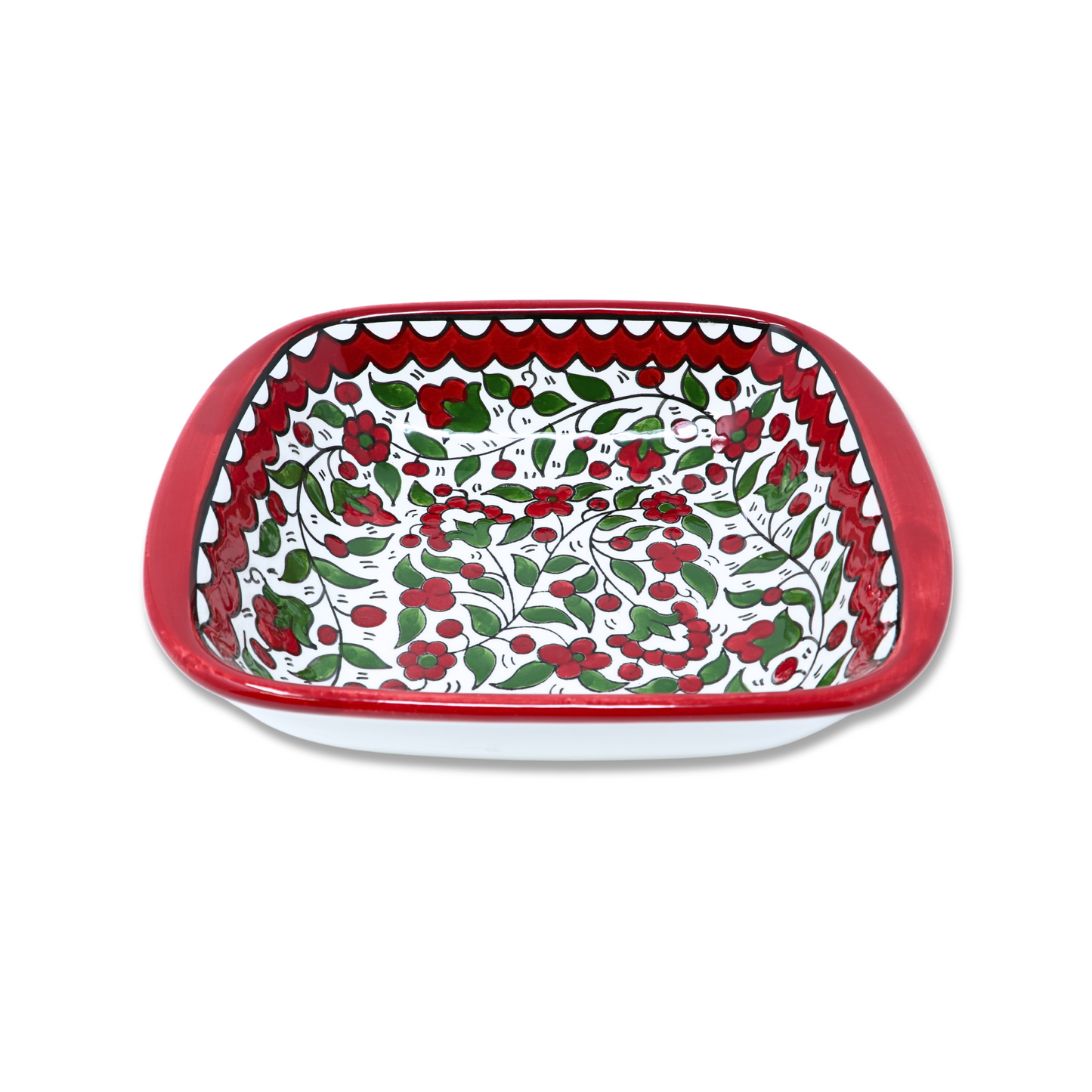 Handmade Ceramic Square Bowl with Flat-Edged Design 21 cm