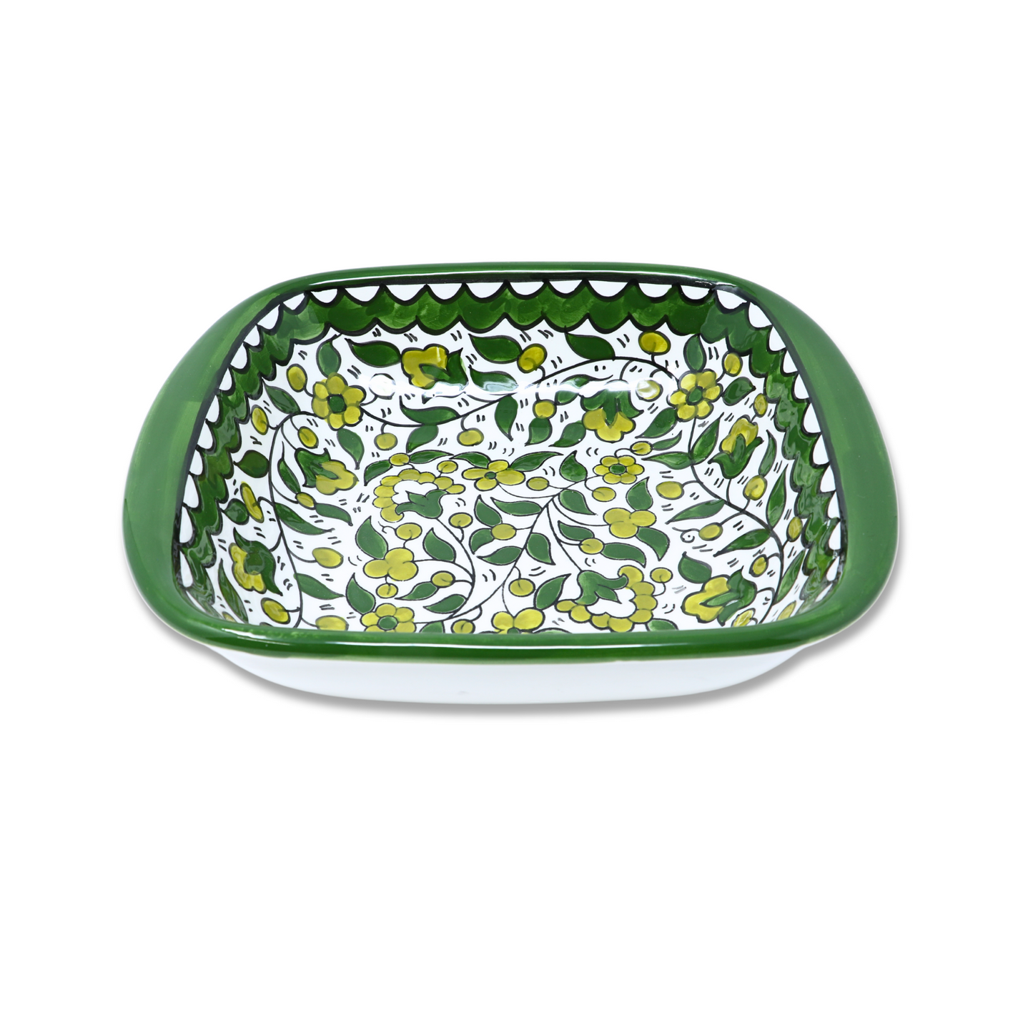 Handmade Ceramic Square Bowl with Flat-Edged Design 21 cm