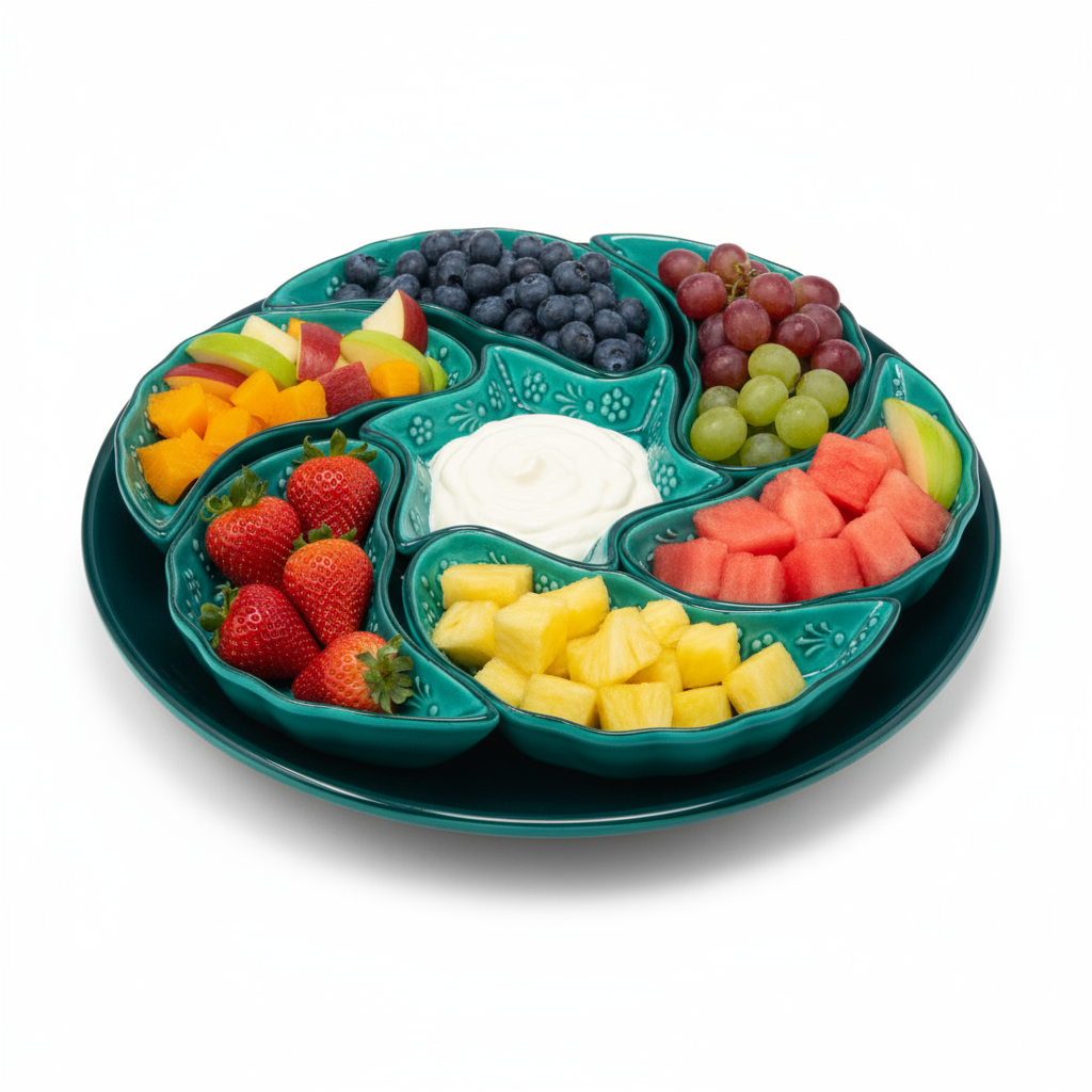 Handmade 8-piece Ceramic Platter, Turkquaz 33cm