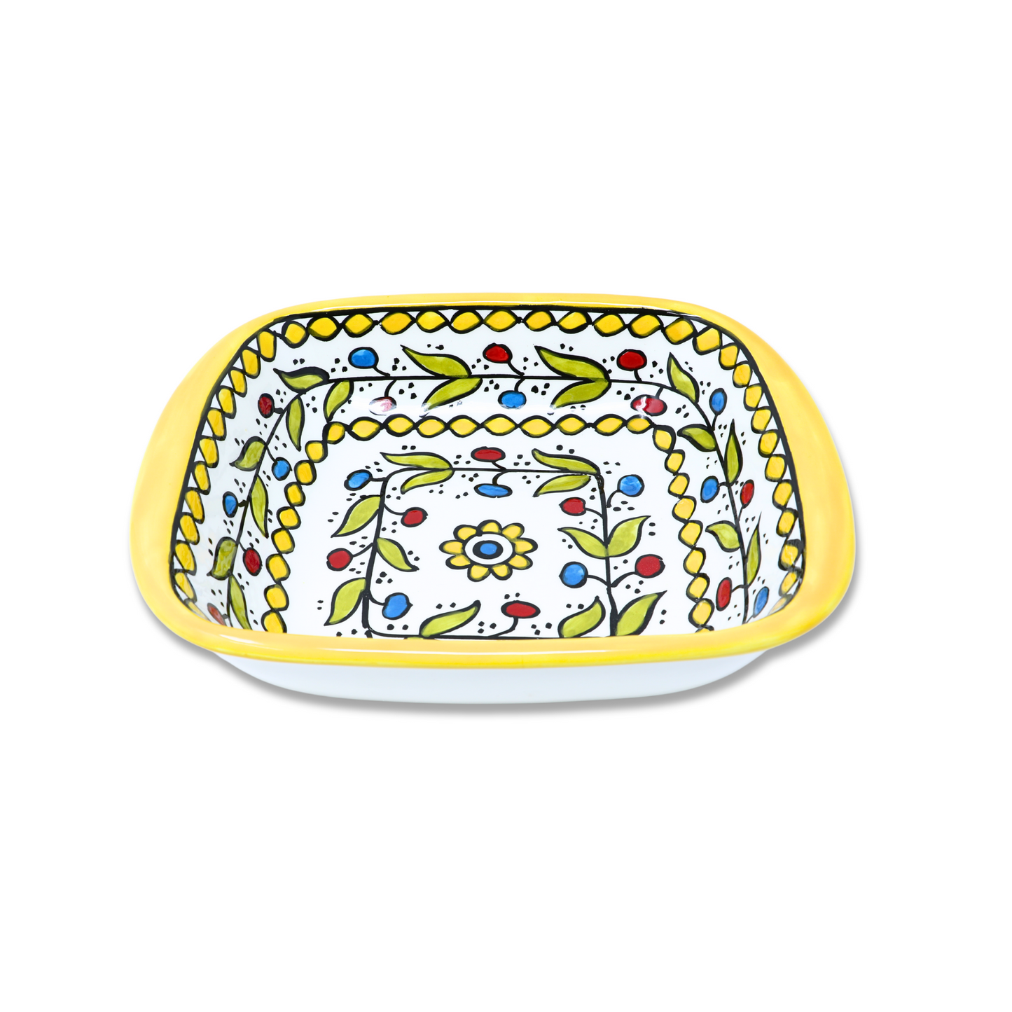 Handmade Ceramic Square Bowl with Flat-Edged Design 21 cm