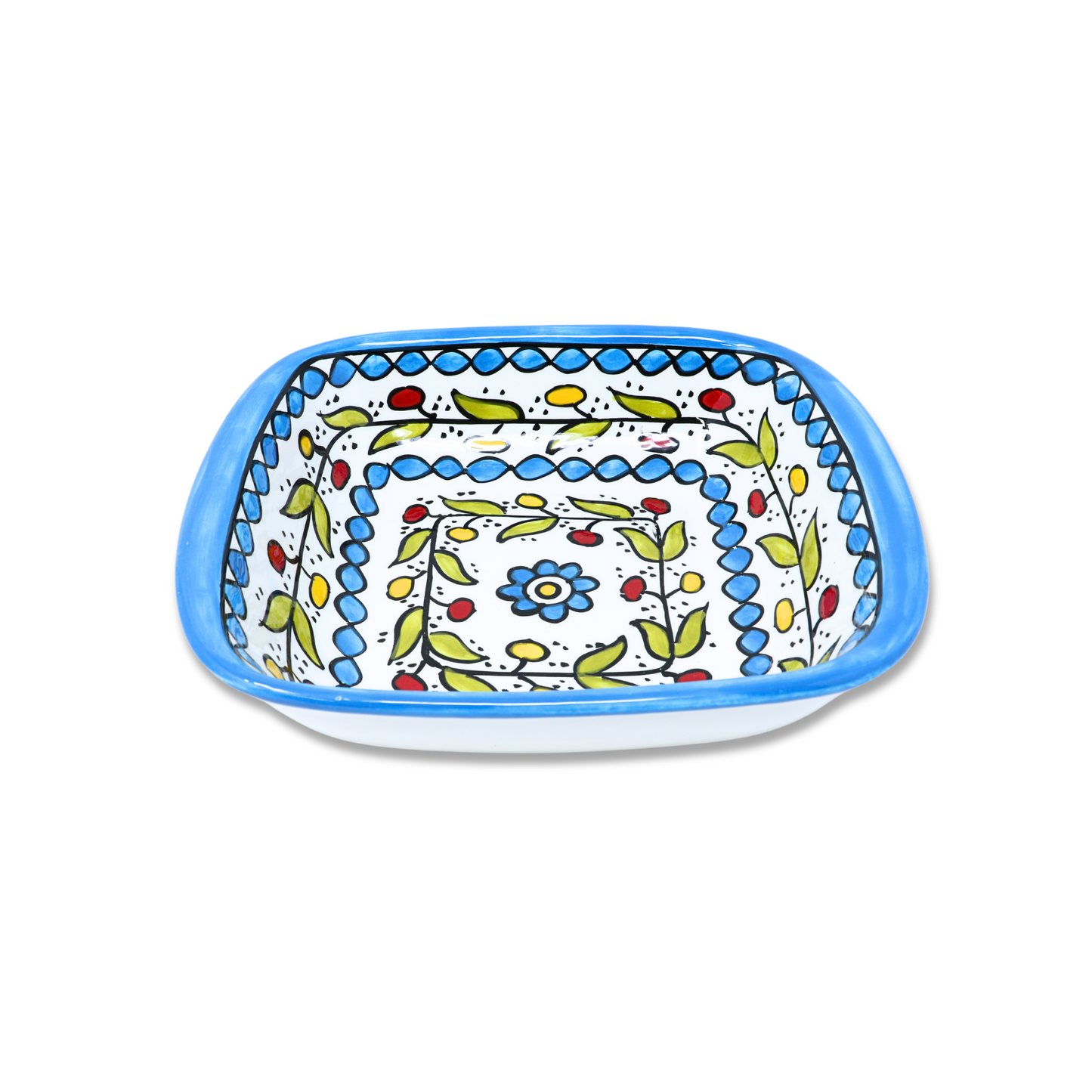 Handmade Ceramic Square Bowl with Flat-Edged Design 21 cm