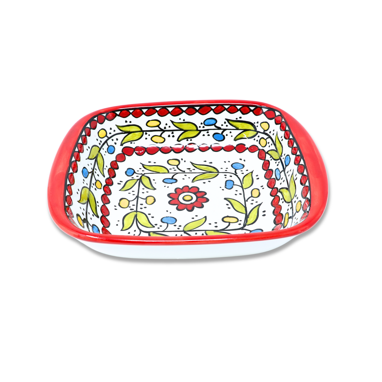 Handmade Ceramic Square Bowl with Flat-Edged Design 21 cm